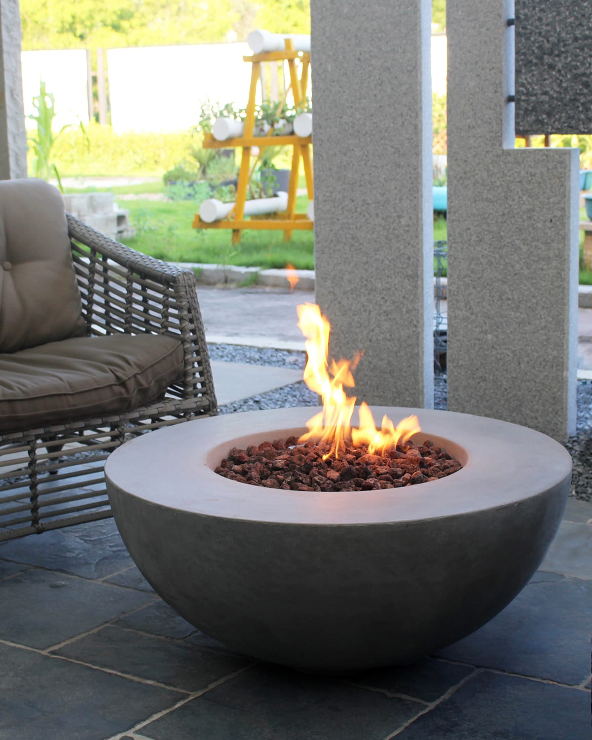 Shop Elementi Lunar Bowl Outdoor Fire Pit Table With Propane Gas Assembly In Gray