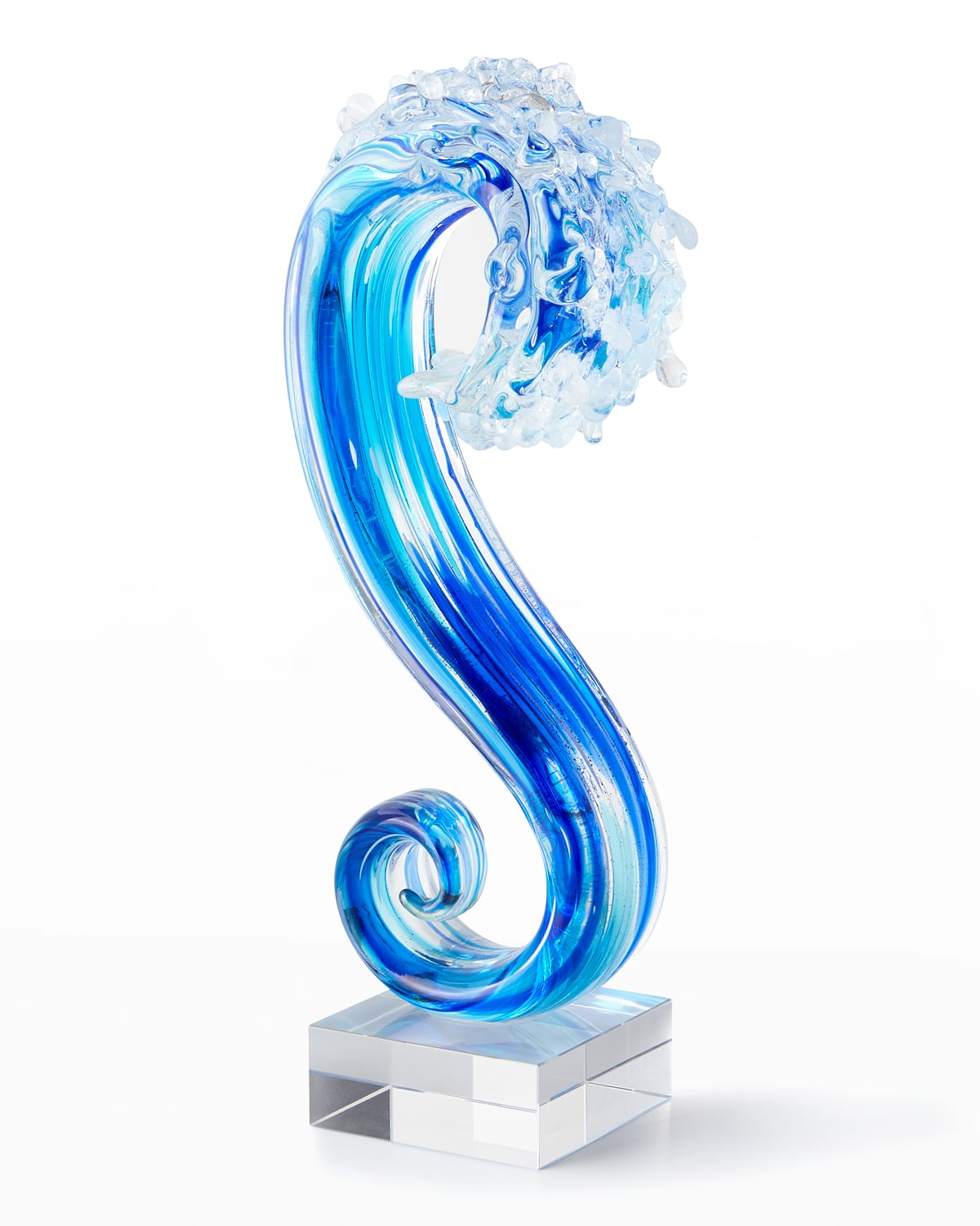 Dale Tiffany Art Glass Big Wave Glass Sculpture In Blue