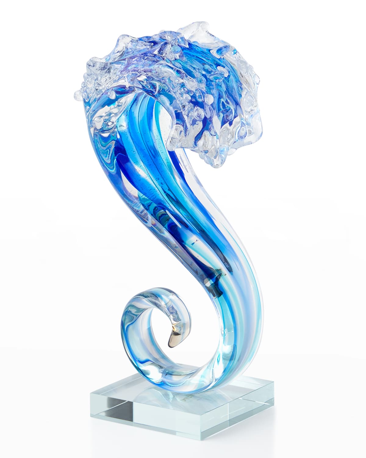 Dale Tiffany Art Glass Small Wave Glass Sculpture In Blue