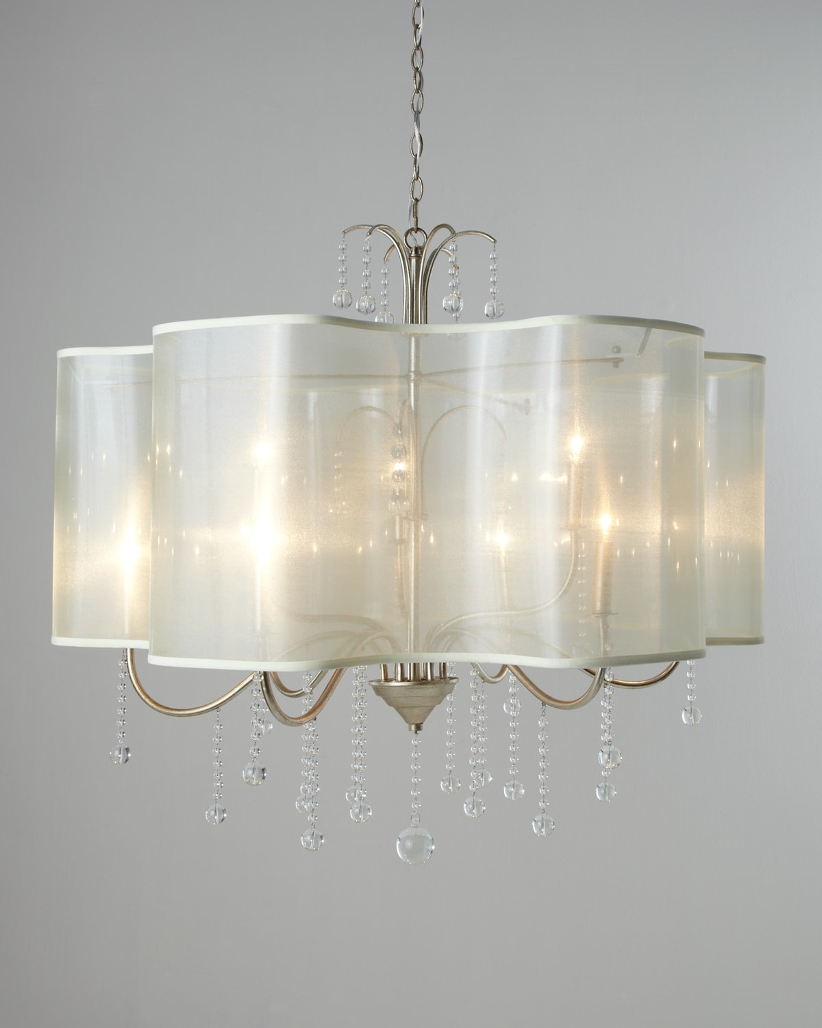 John-richard Collection Quatrefoil 9-light Shaded Chandelier In Silver