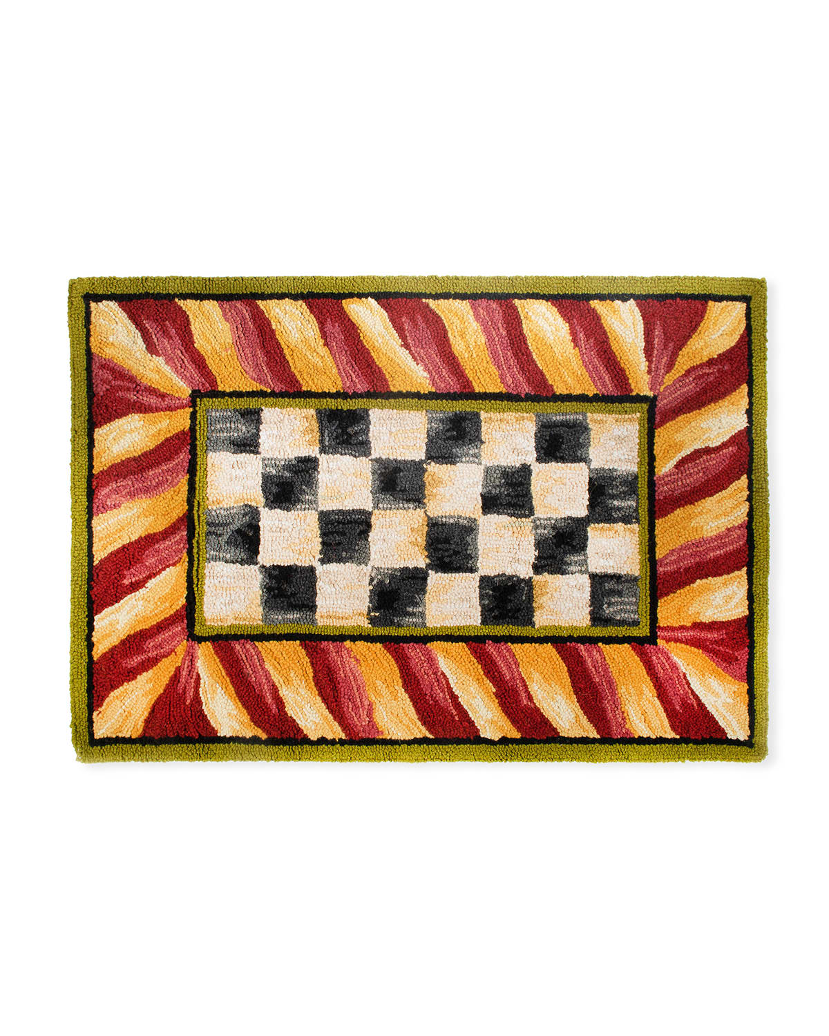 Shop Mackenzie-childs Courtly Check Rug, 2' X 3' In Red/gold