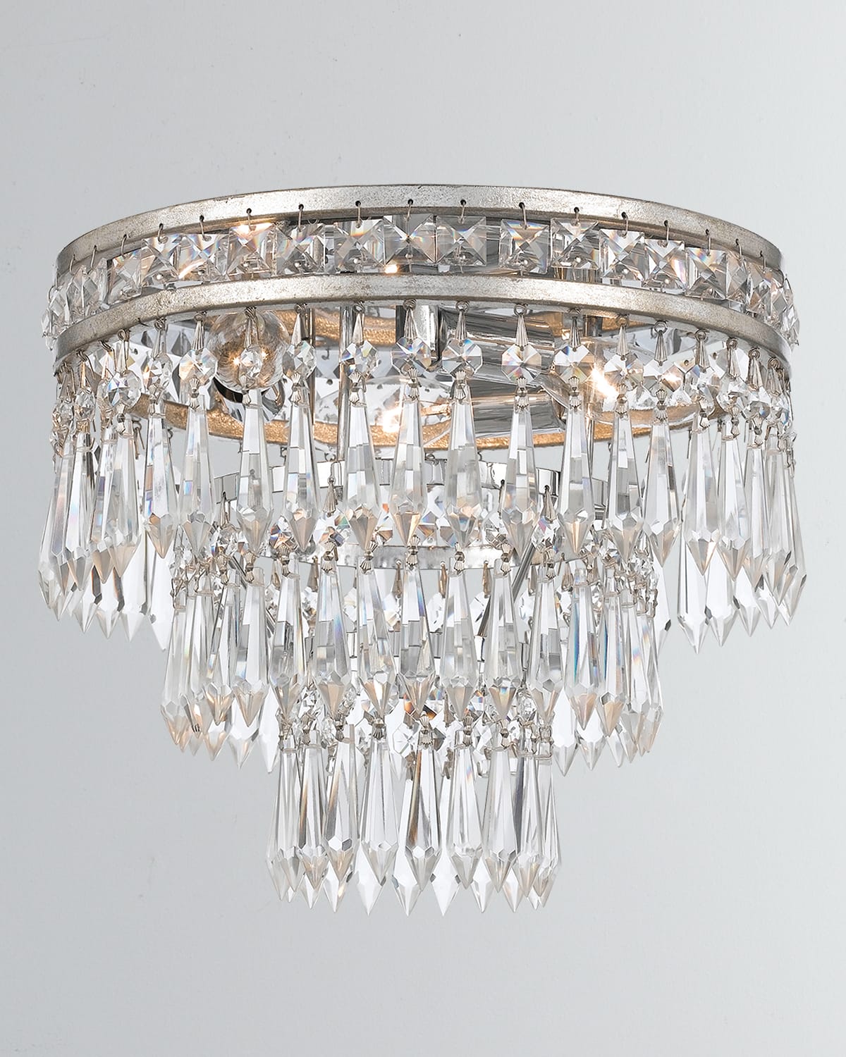 Shop Crystorama Mercer 3-light Clear Crystal Flush Mount In Silver