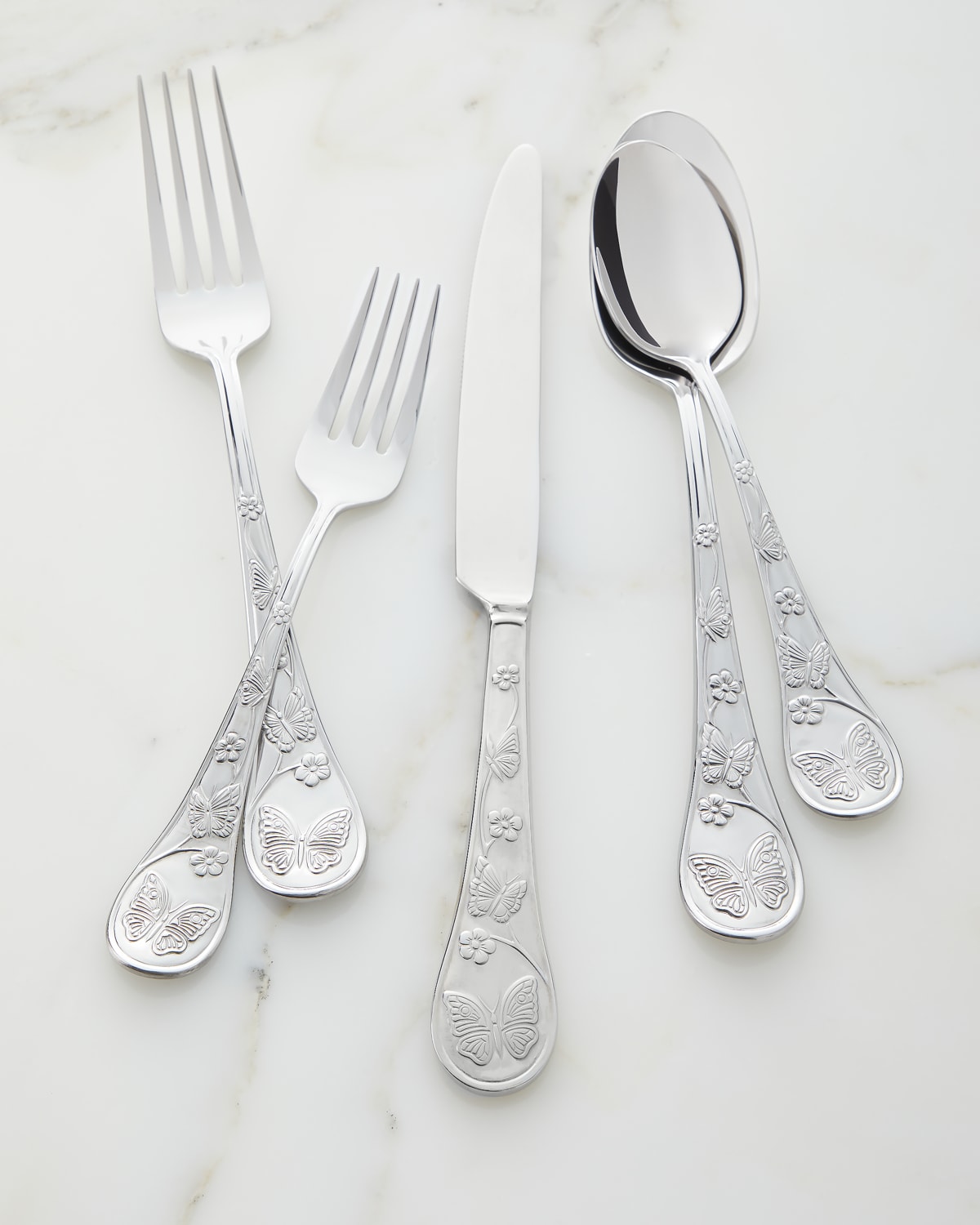 Godinger 20-piece Stainless Steel Butterfly Flatware Set In Silver