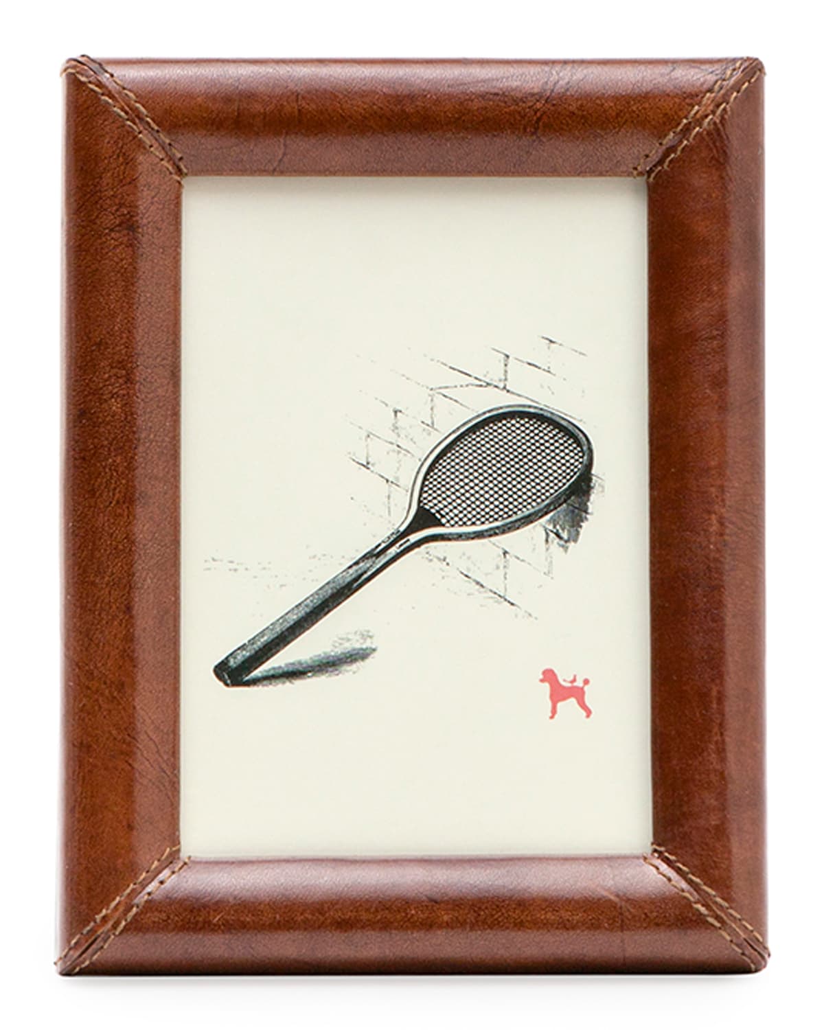 Shop Pigeon & Poodle Eton Leather Picture Frame, 5" X 7" In Tobacco