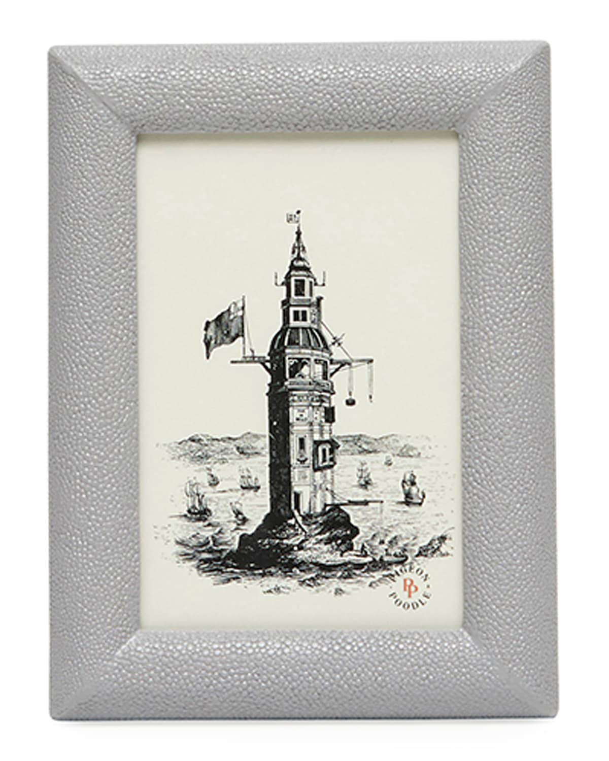 Shop Pigeon & Poodle Oxford Realistic Faux-shagreen Picture Frame, 4" X 6" In Ash Gray