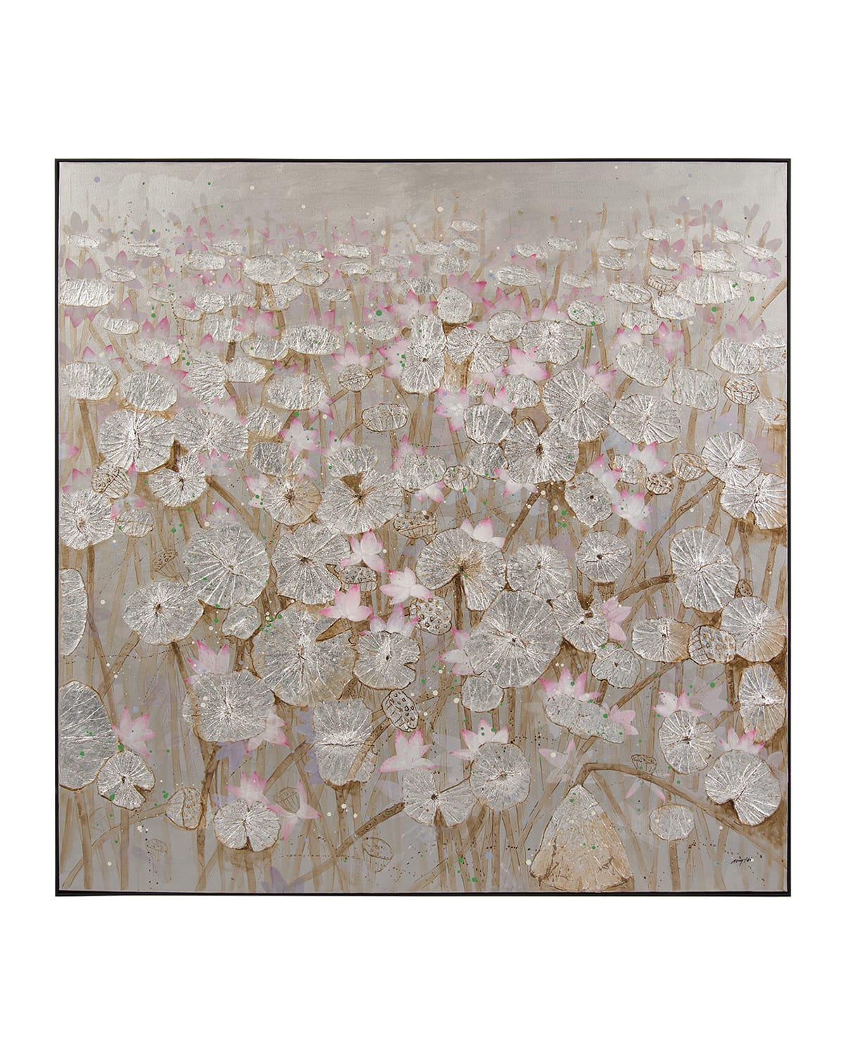 Shop John-richard Collection Silver Lily Pond Wall Art By Teng Fei In Multi