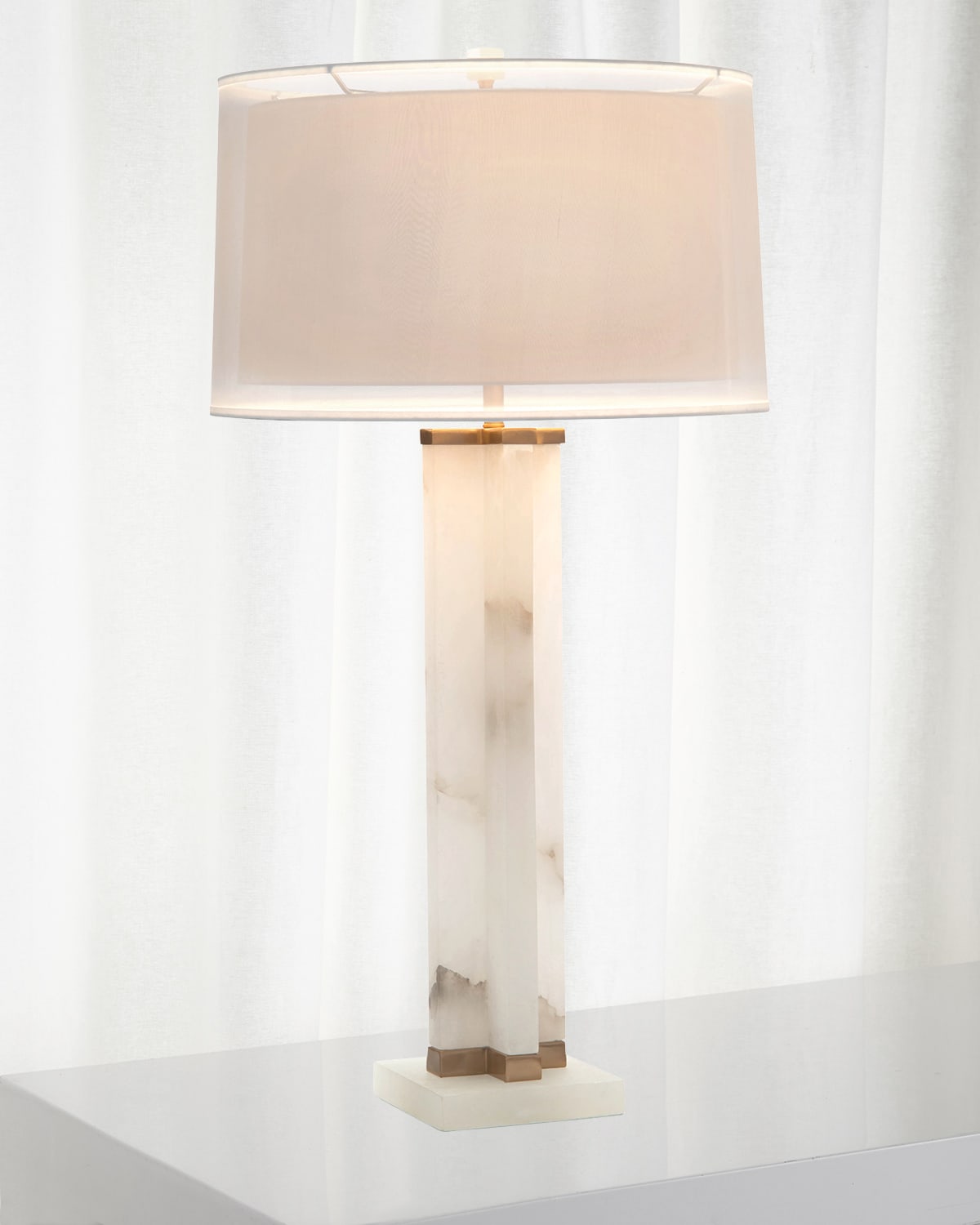 Shop John-richard Collection Alabaster Cross Table Lamp In Yellow