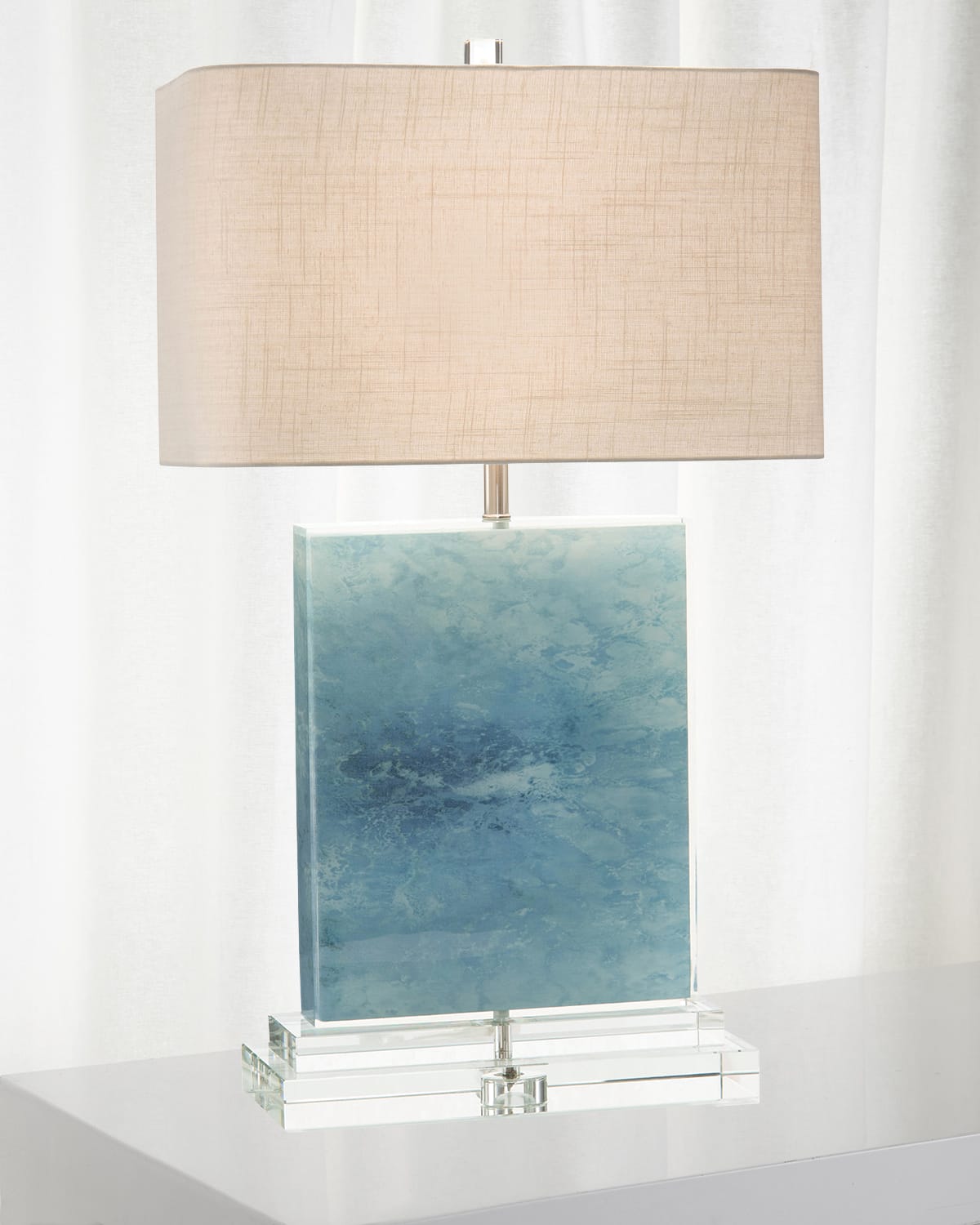 Shop John-richard Collection Ocean Canvas/acrylic Table Lamp In Blue