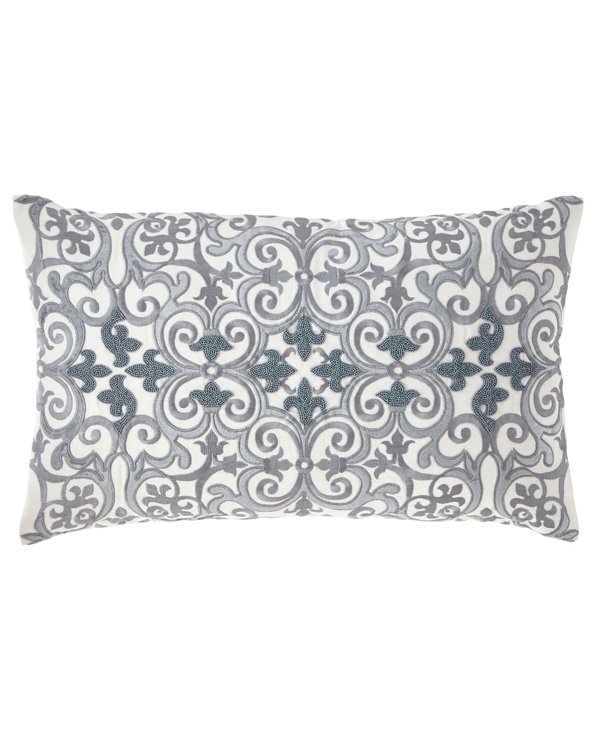 Shop Callisto Home Darboux Scroll Embroidered Decorative Pillow In Cream