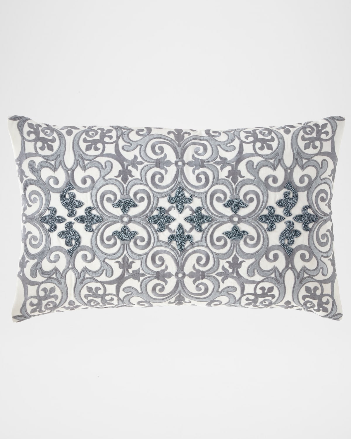 Callisto Home Darboux Scroll Embroidered Decorative Pillow In Cream
