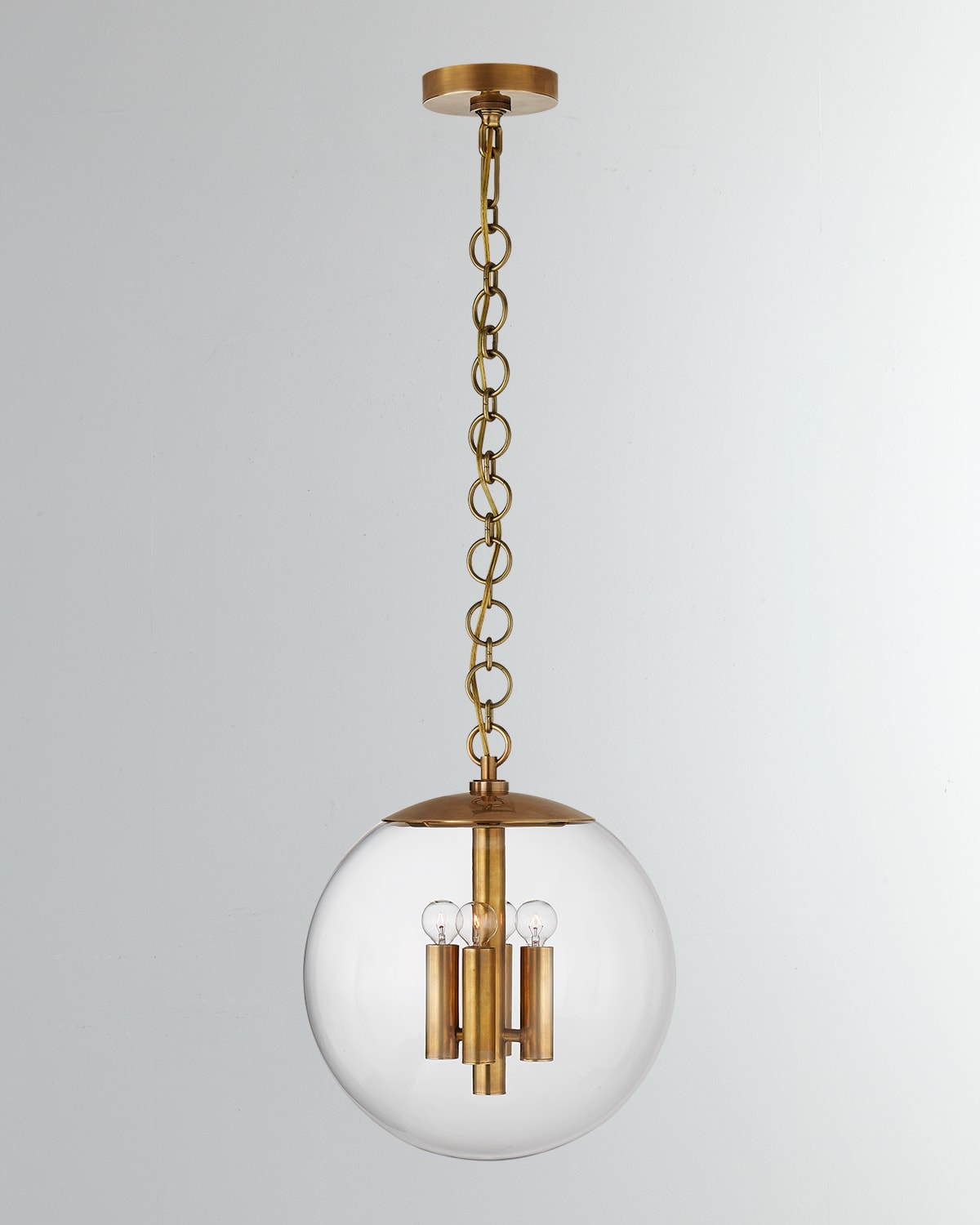 Shop Visual Comfort Signature Turenne Medium Globe Pendant By Aerin In Polished Nickel