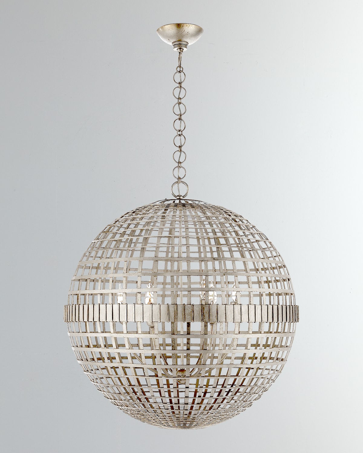 Shop Visual Comfort Signature Mill Large Globe Lantern By Aerin In Silver