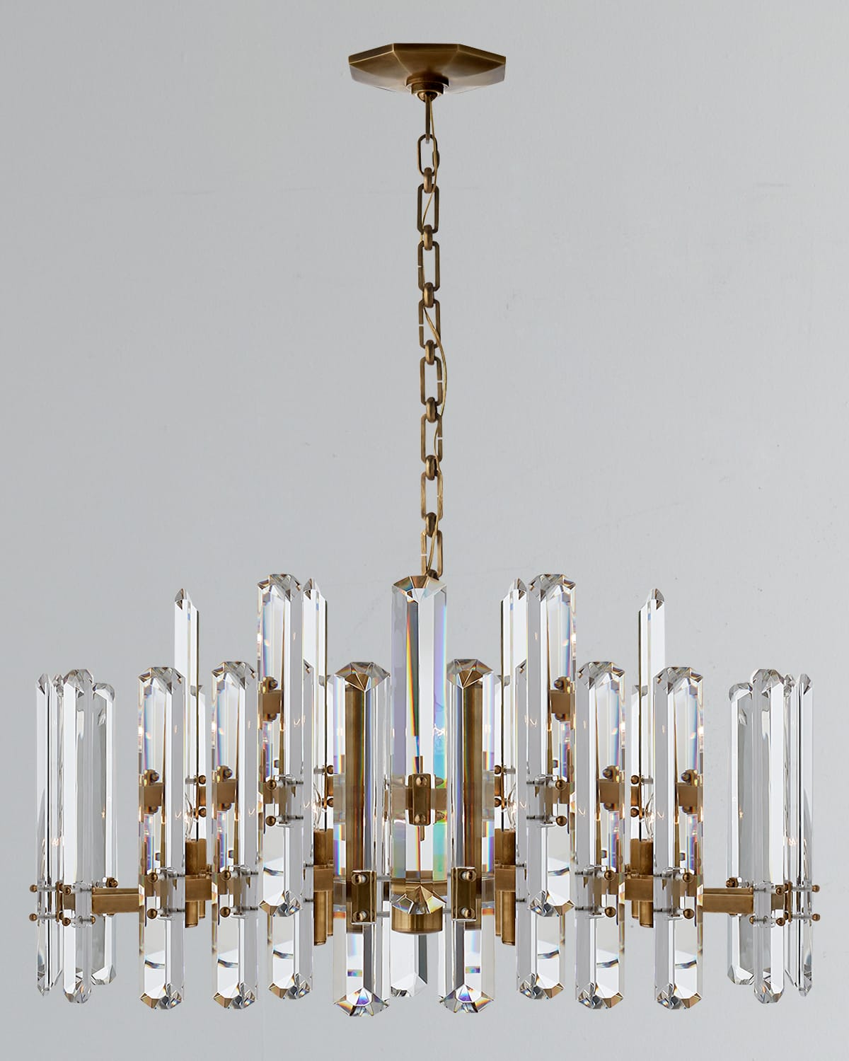 Shop Visual Comfort Signature Bonnington Large Chandelier By Aerin In Antique Brass