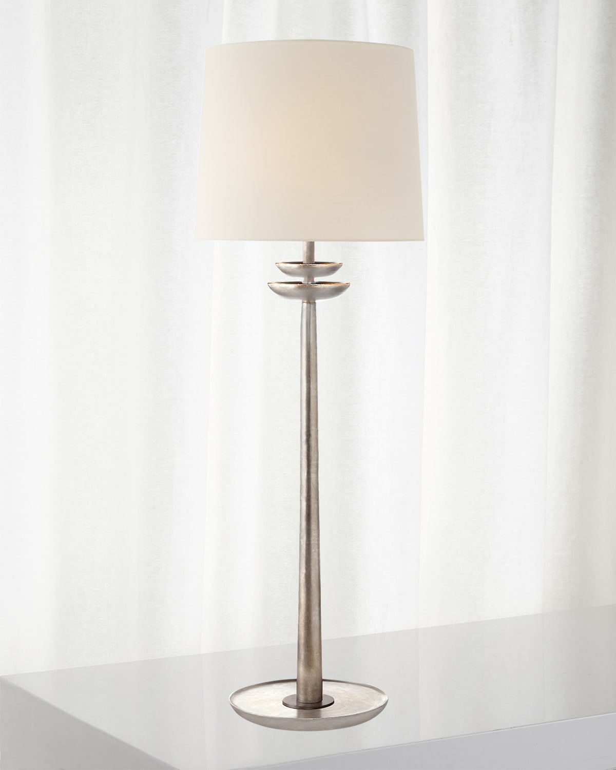 Shop Visual Comfort Signature Beaumont Medium Buffet Lamp By Aerin In Silver