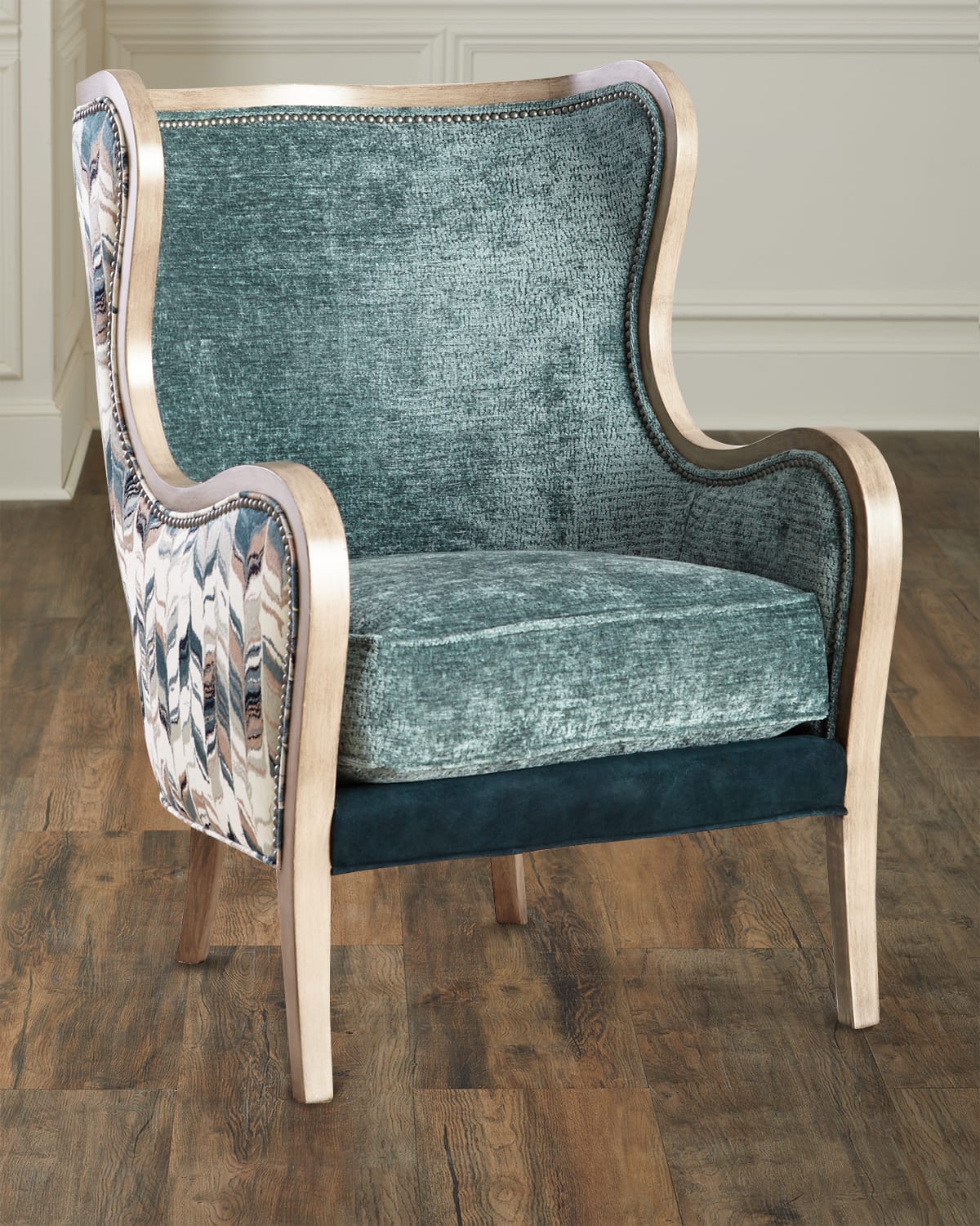 Massoud Layke Wing Chair In Teal