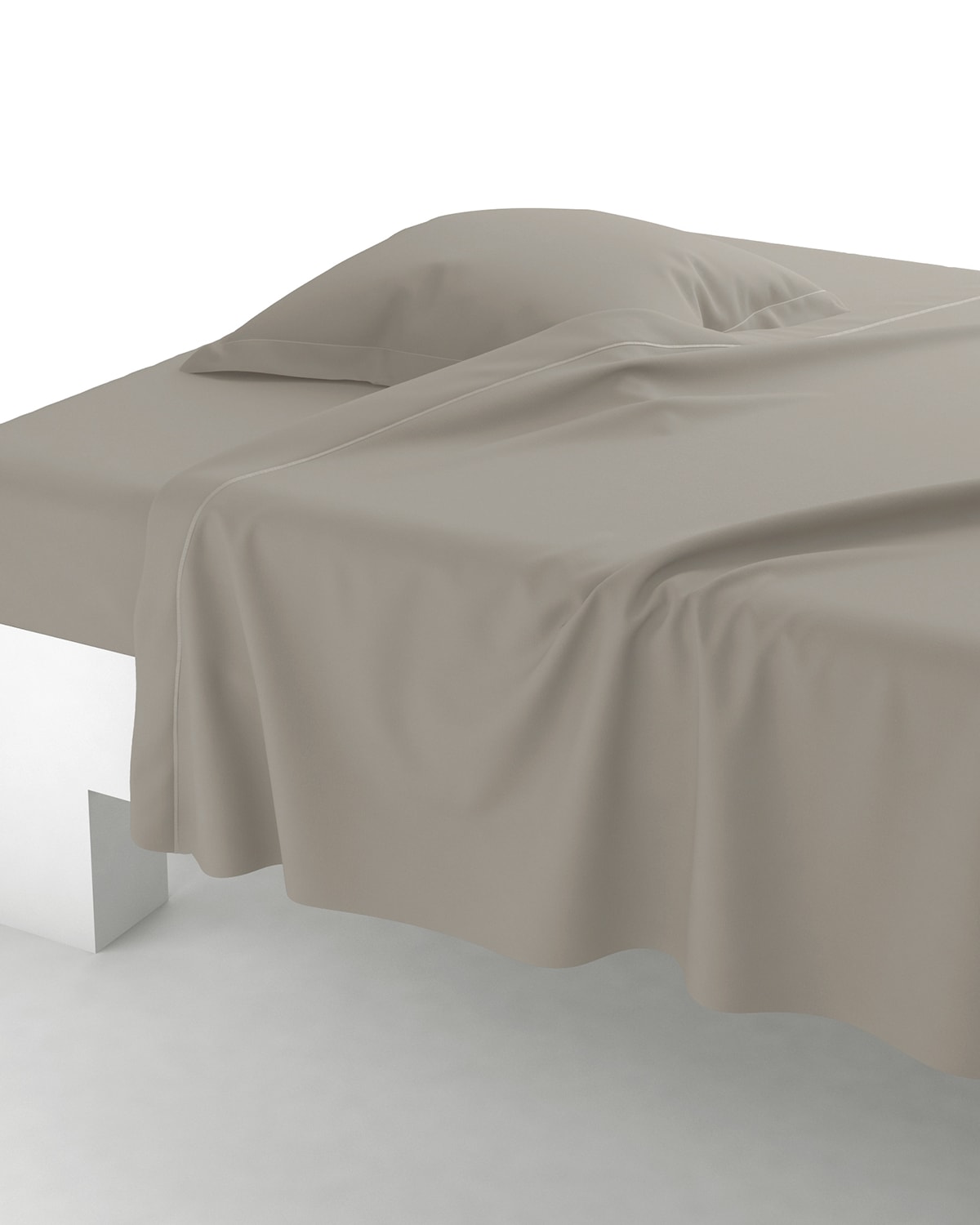 Anne De Solene Vexin 200 Thread-count Queen Flat Sheet In Brume