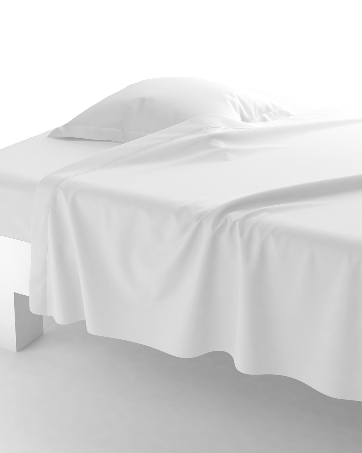 Anne De Solene Vexin 200 Thread-count Queen Flat Sheet In Blanc