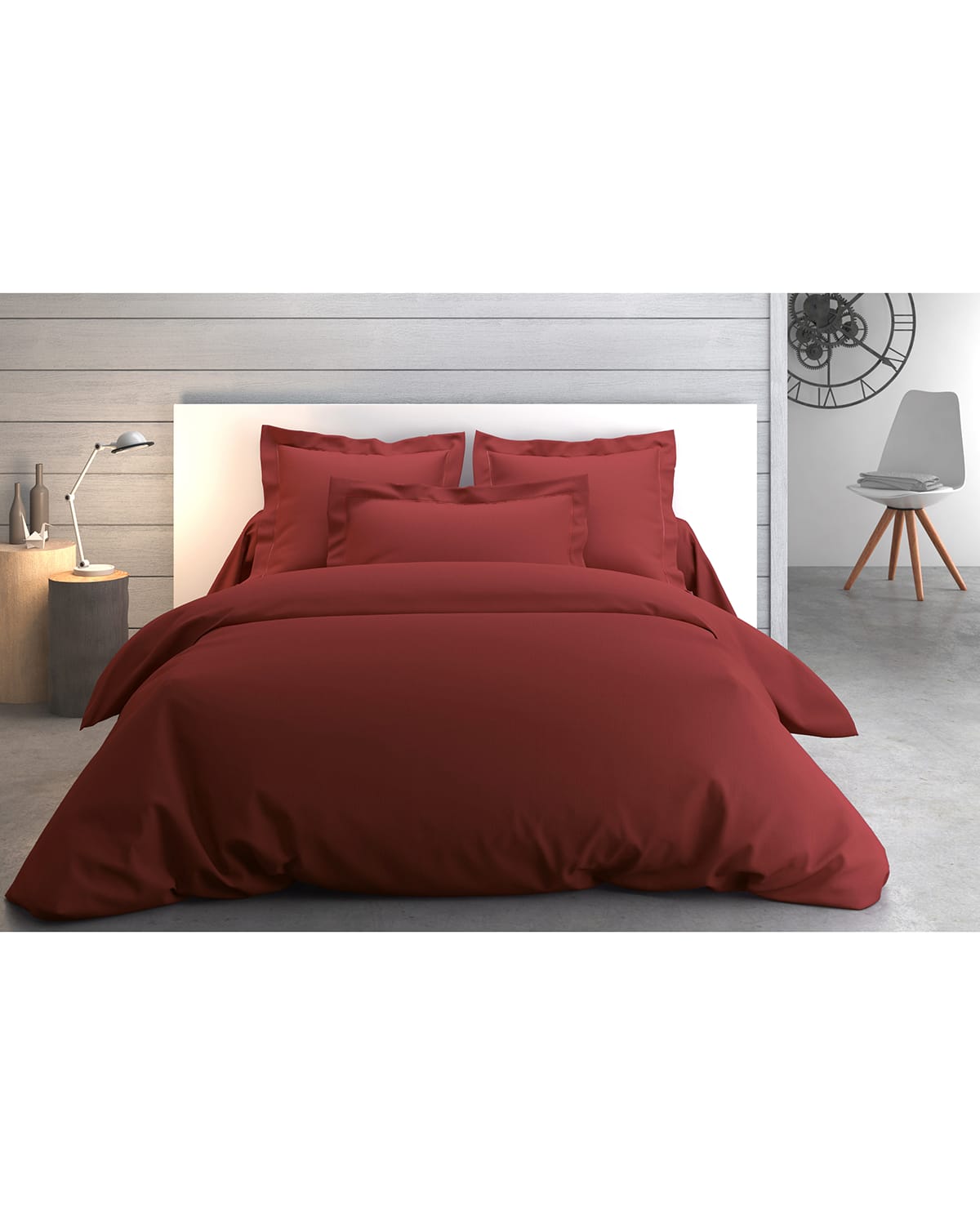 Anne De Solene Vexin 200 Thread-count King Duvet Cover In Bourgogne