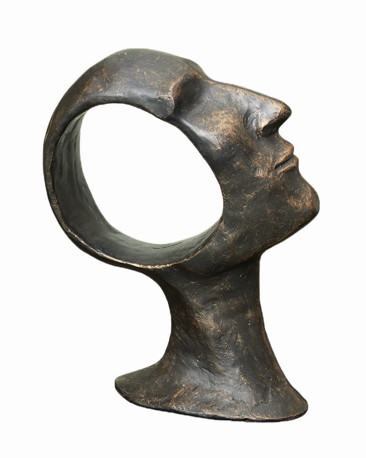 Shop Global Views Hollow Head Large Sculpture In Bronze