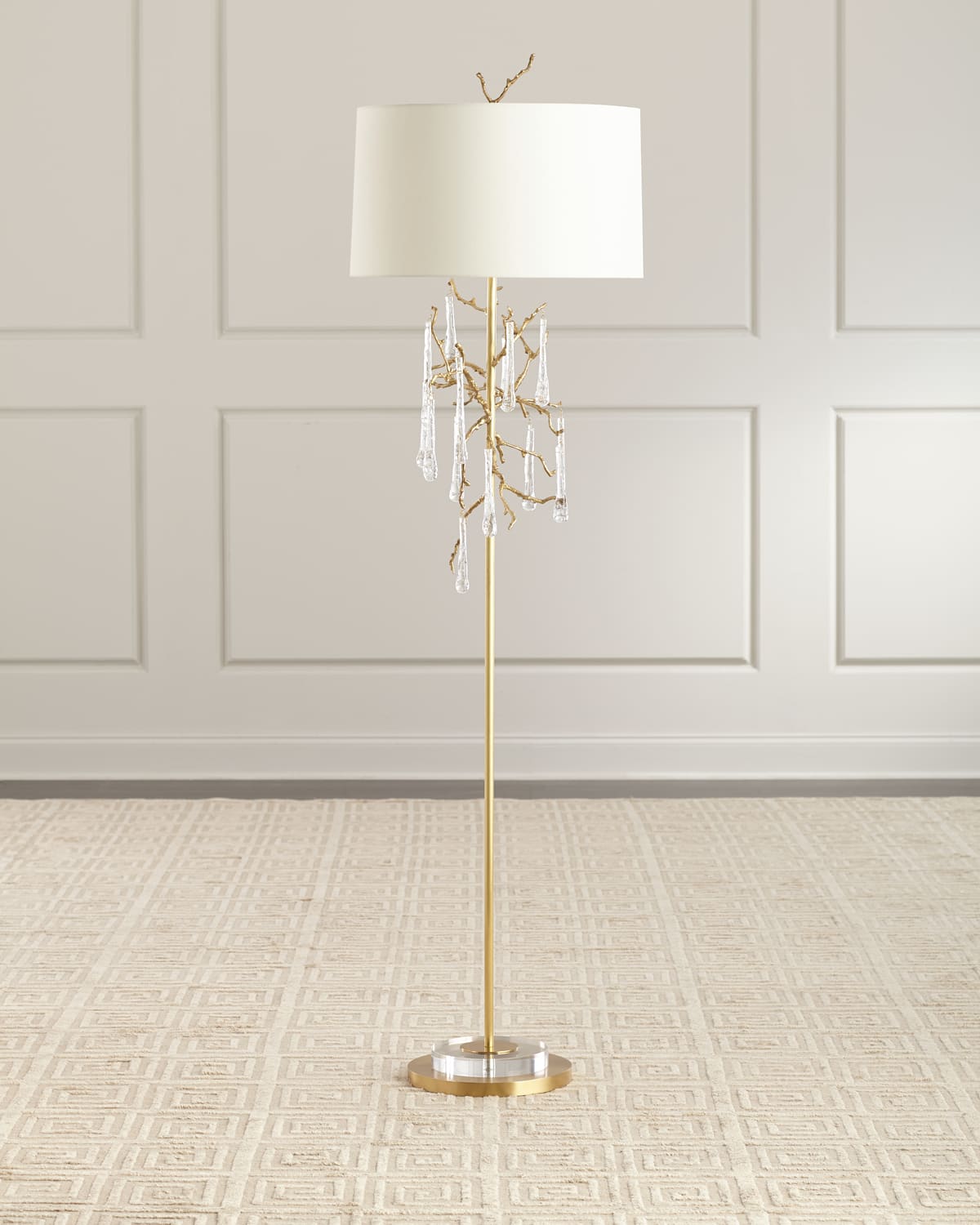 John-richard Collection Loor Crystal Drop Floor Lamp In Gold