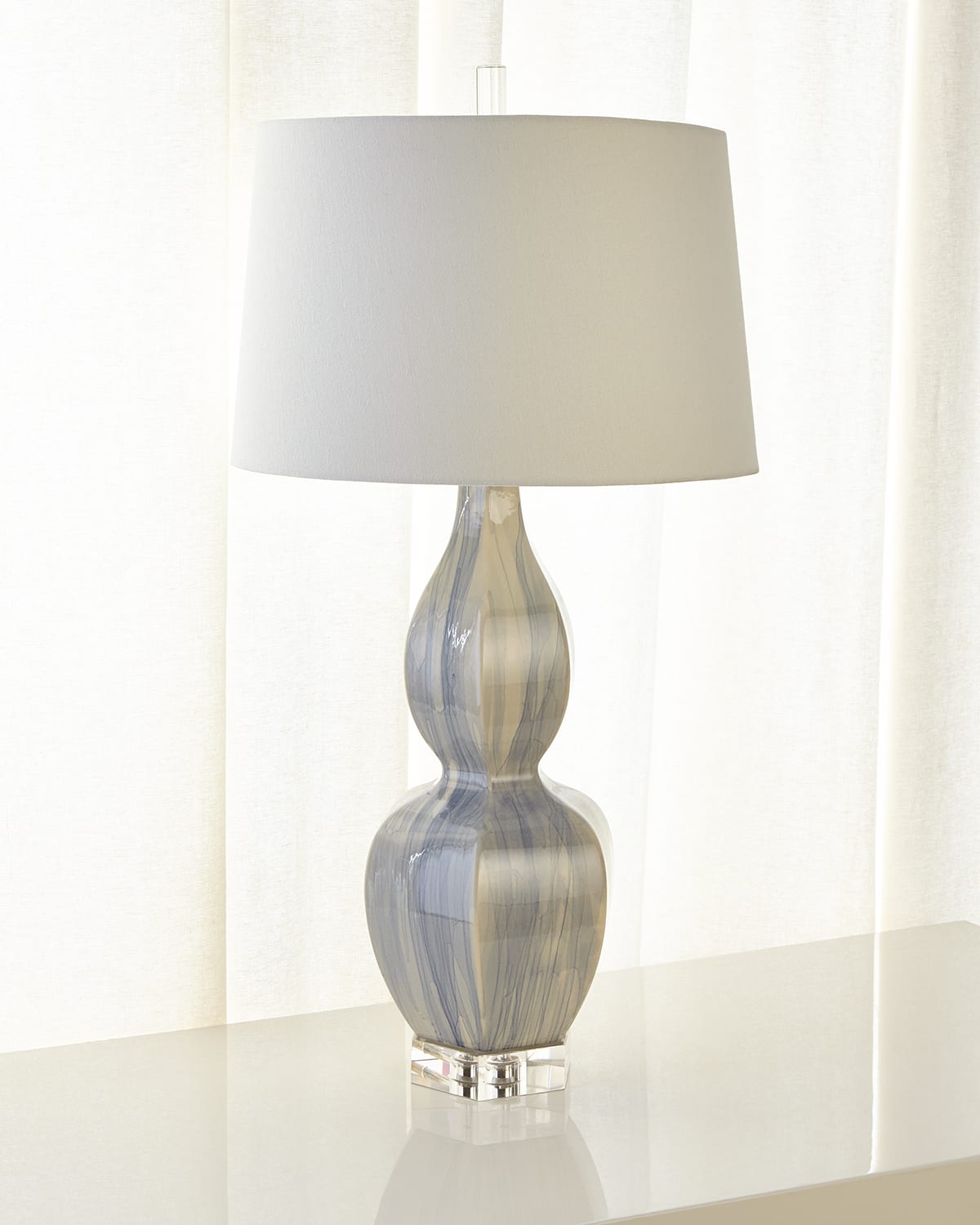 Shop John-richard Collection Ceramic Urn Table Lamp In Gray/white