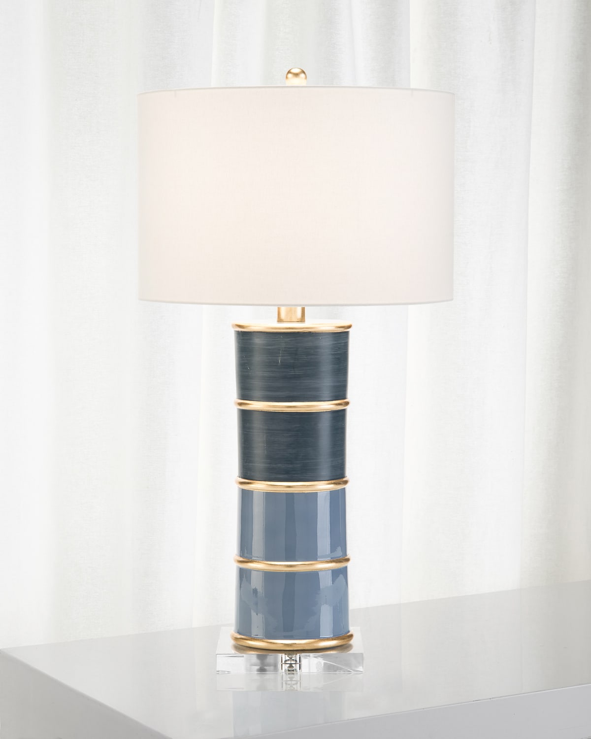 Shop John-richard Collection Pillar Table Lamp In Blue
