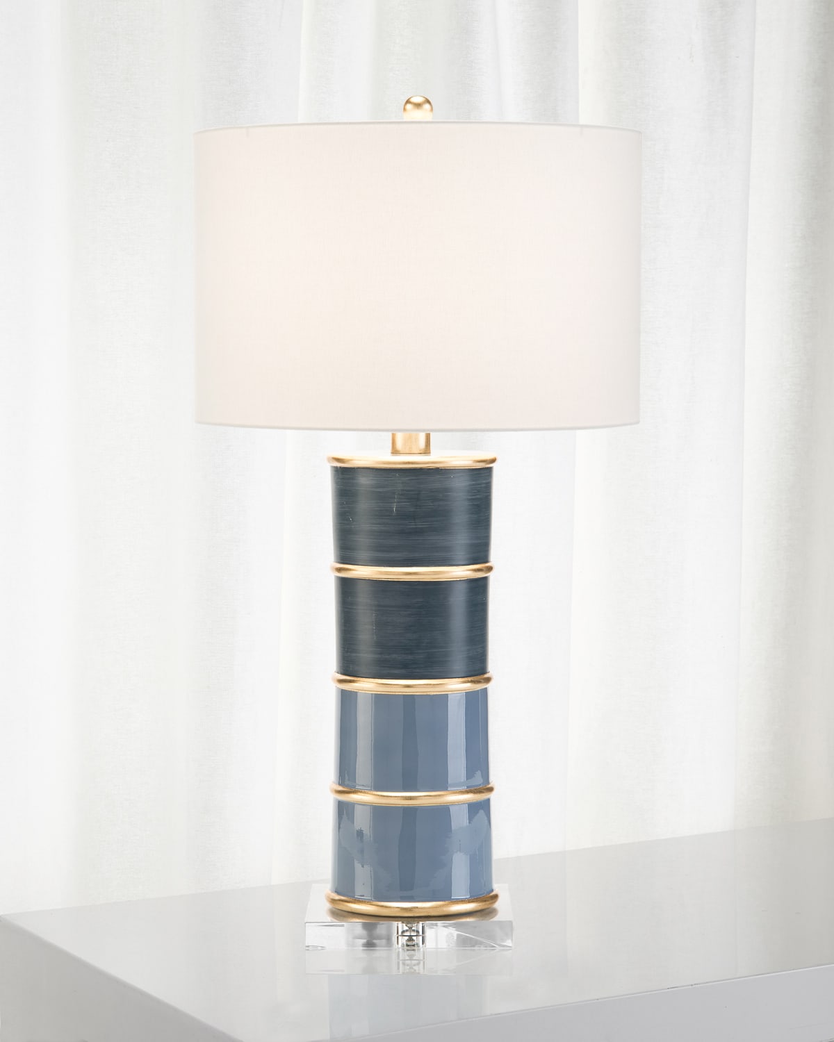 John-richard Collection Pillar Table Lamp In Blue