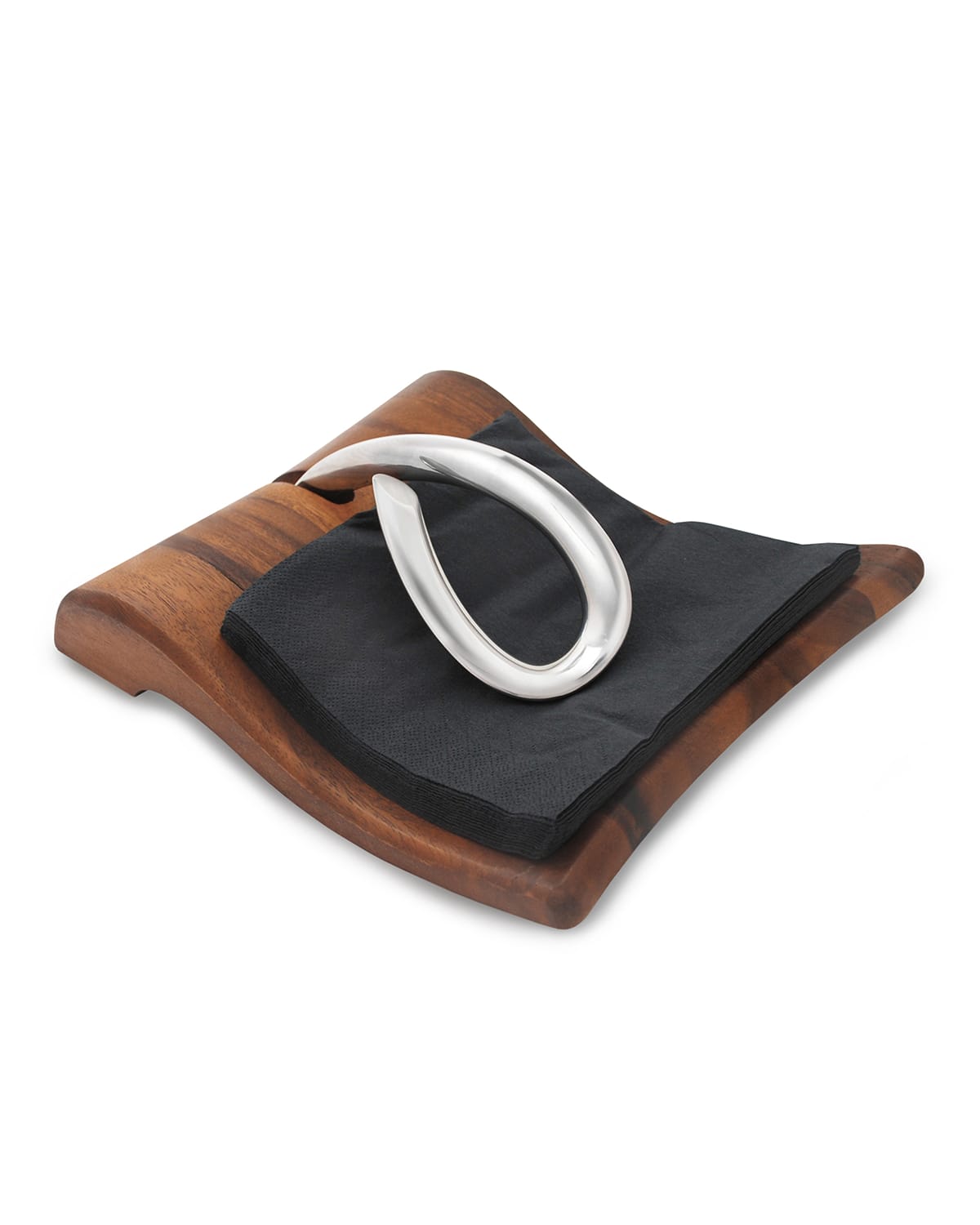 Shop Nambe Breeze Napkin Holder In Brown And Silver