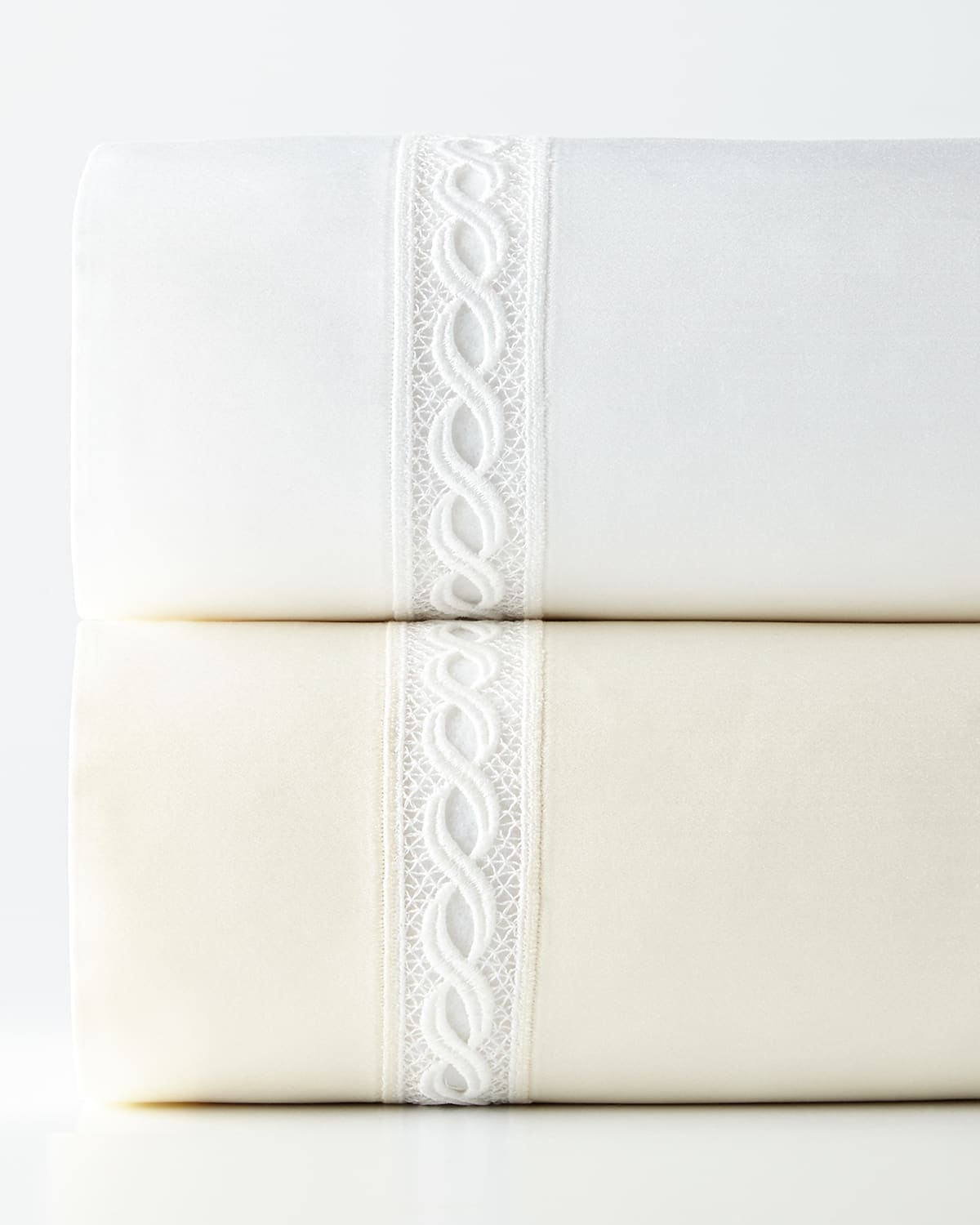 Shop Sferra King 1,020 Thread Count Lace Sateen Flat Sheet In Ivory