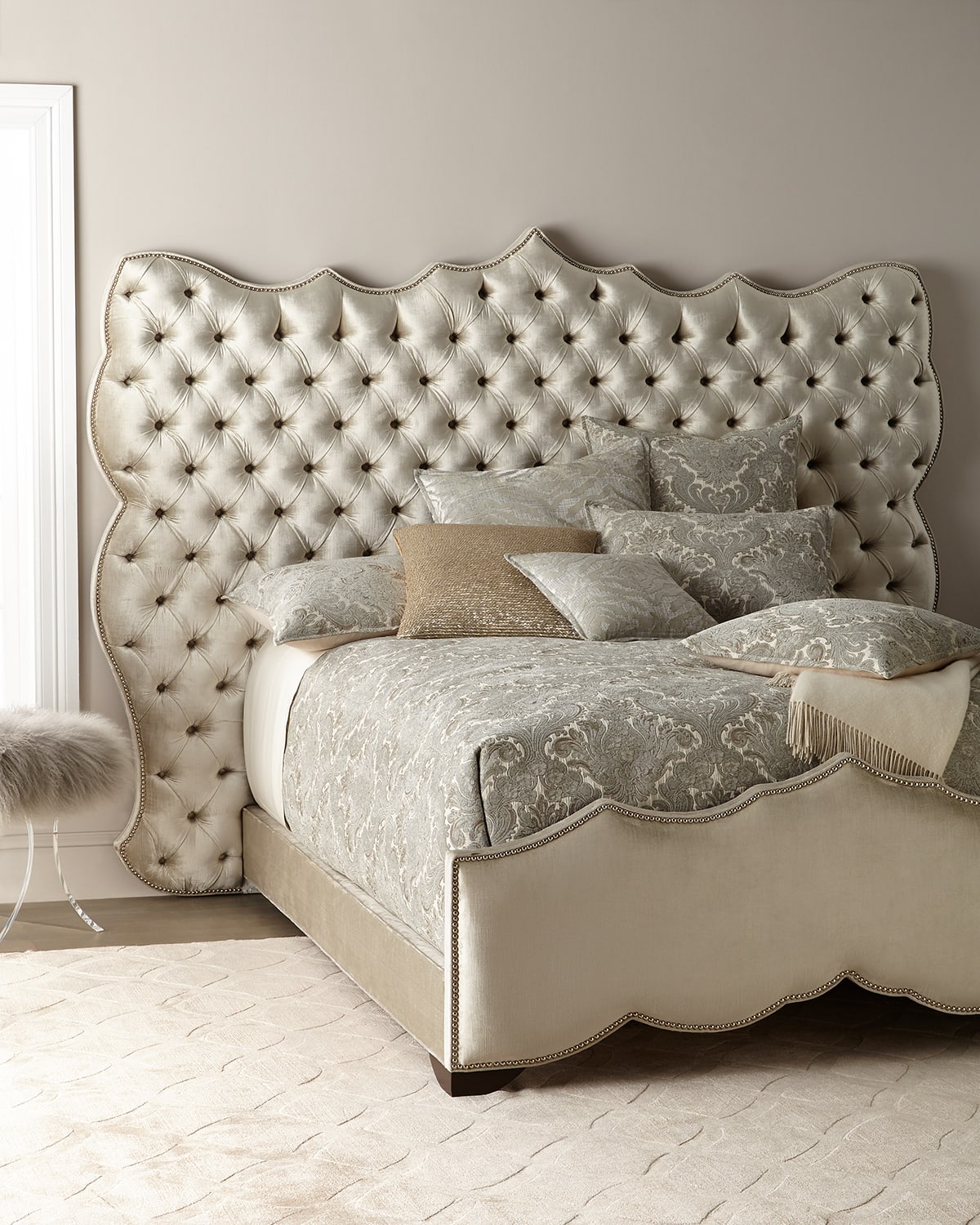 Haute House Samara Tufted California King Bed In Silver