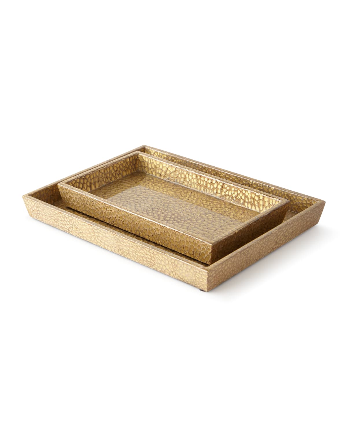 Pigeon & Poodle Callas Rectangle Trays, Set Of 2 In Gold