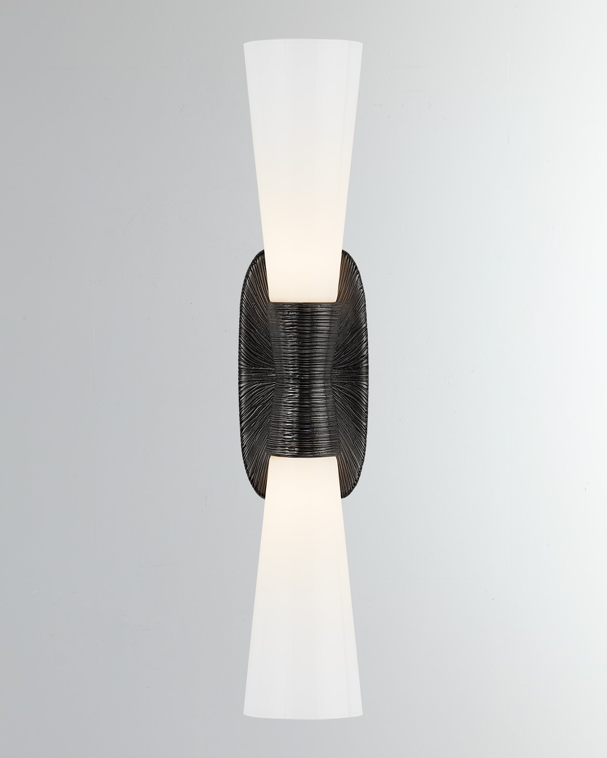 Visual Comfort Signature Utopia Large Double Bath Sconce By Kelly Wearstler In Aged Iron