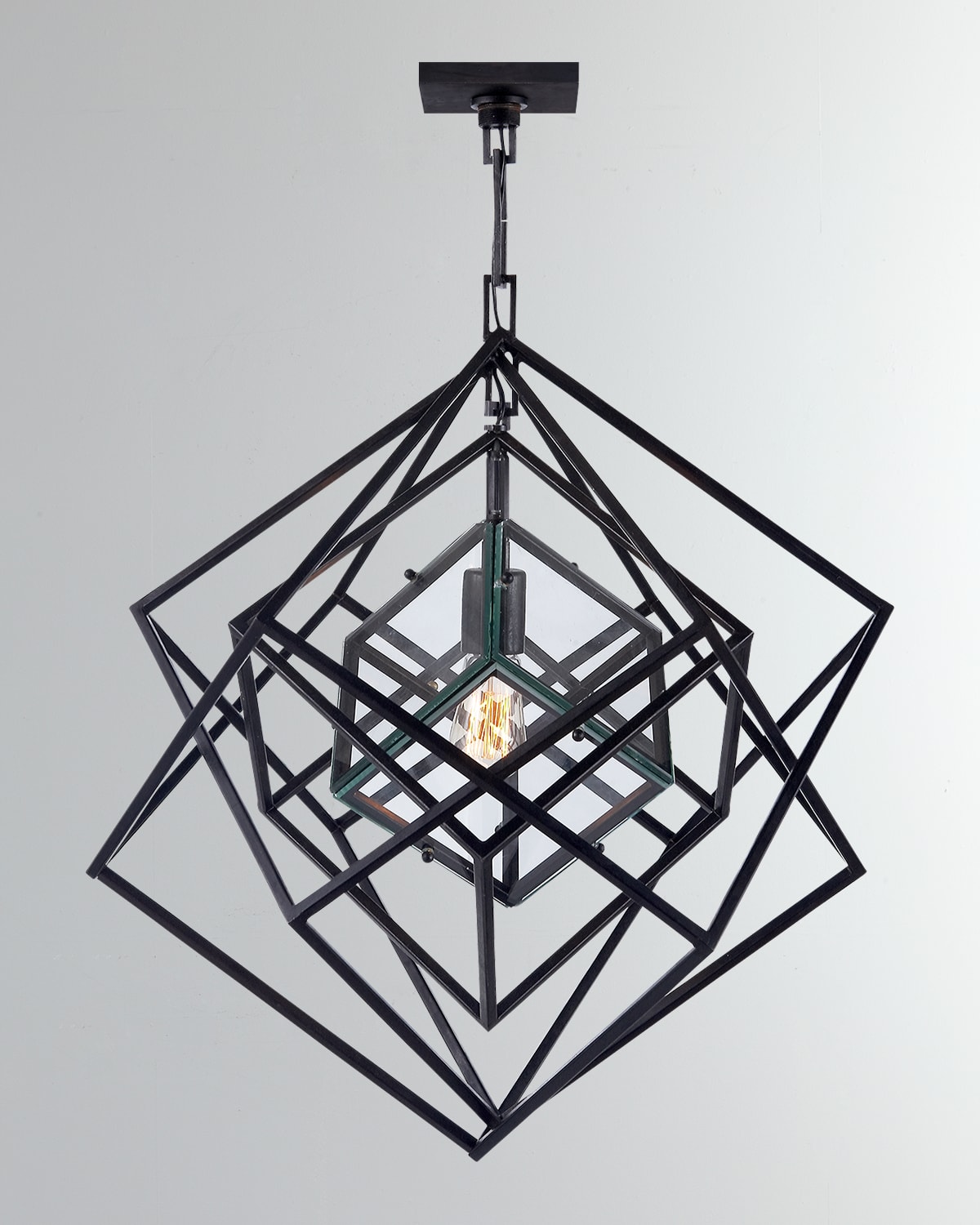 Visual Comfort Signature Cubist Small Chandelier By Kelly Wearstler In Aged Iron