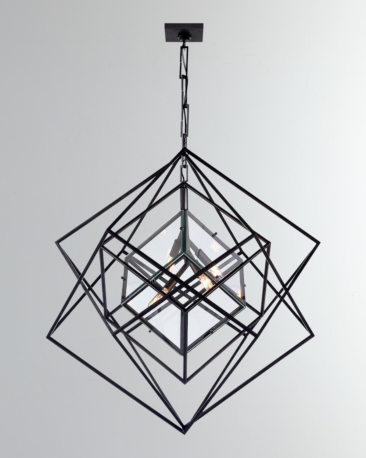 Shop Visual Comfort Signature Cubist Medium Chandelier By Kelly Wearstler In Aged Iron
