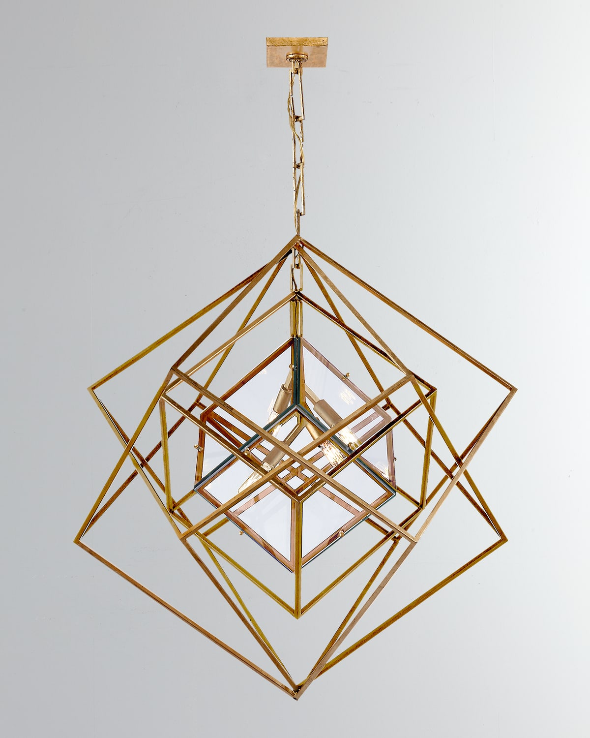 Shop Visual Comfort Signature Cubist Medium Chandelier By Kelly Wearstler In Gold
