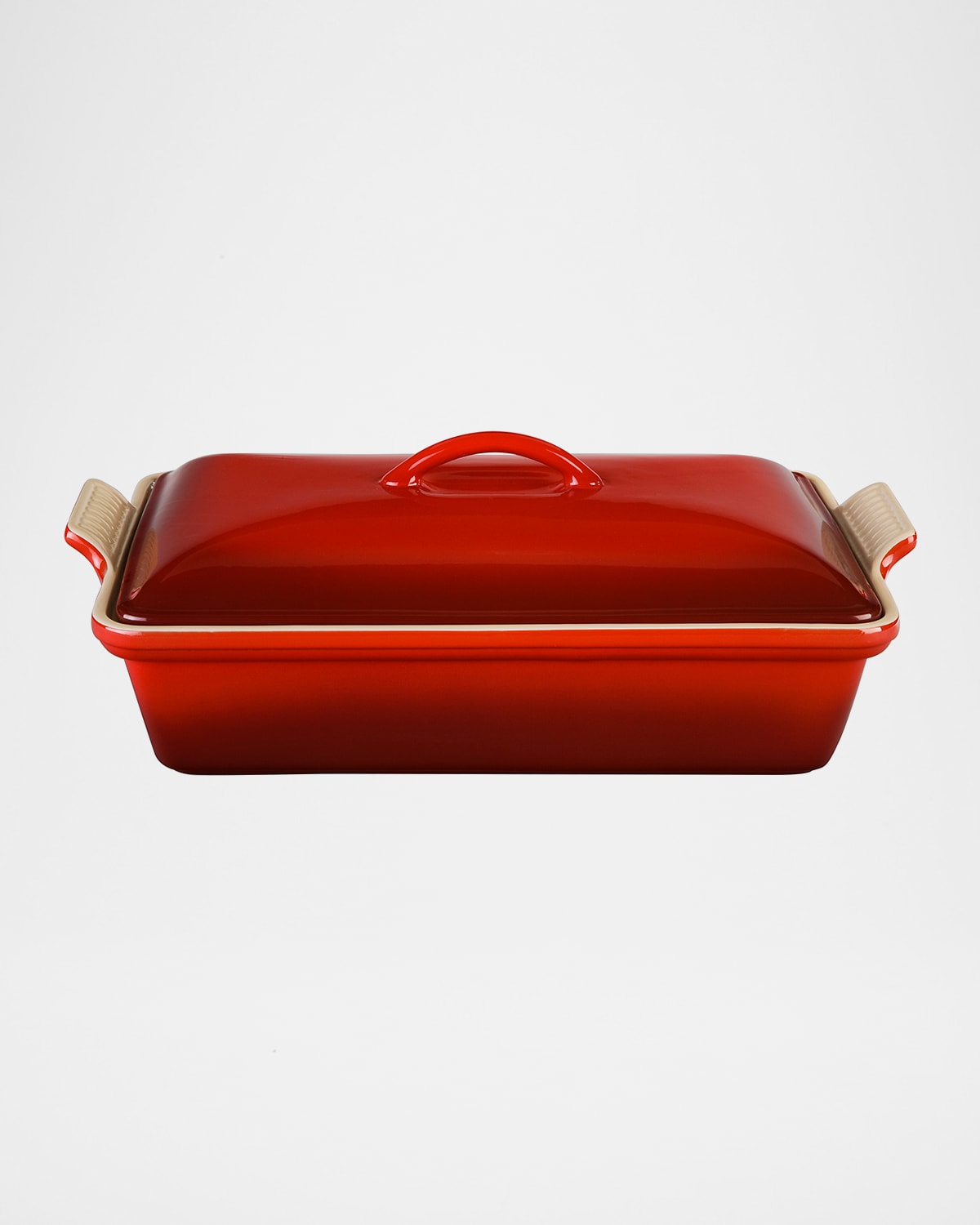 Le Creuset 4 Quart Covered Rectangular Stoneware Casserole In Cherry