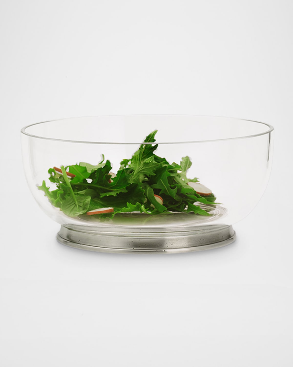 Match Medium Round Crystal Salad Bowl In Pewter
