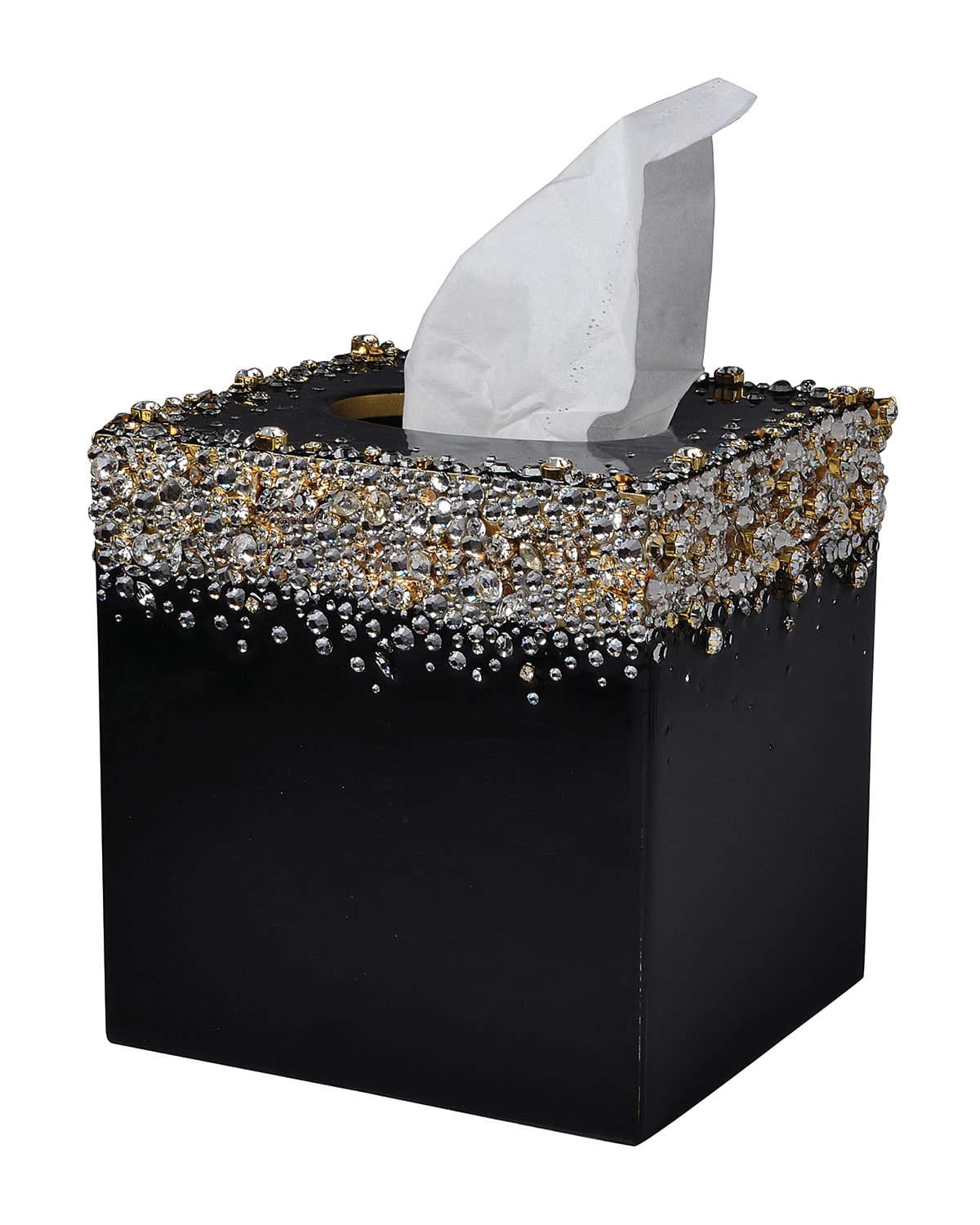 Mike & Ally Duchess Boutique Tissue Box Holder In Black/gold