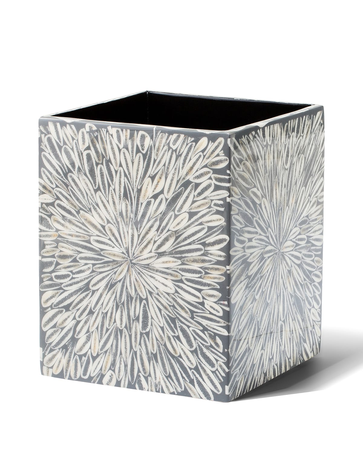 Ladorada Almendro Wood & Cow Bone Wastebin In Gray Almendro