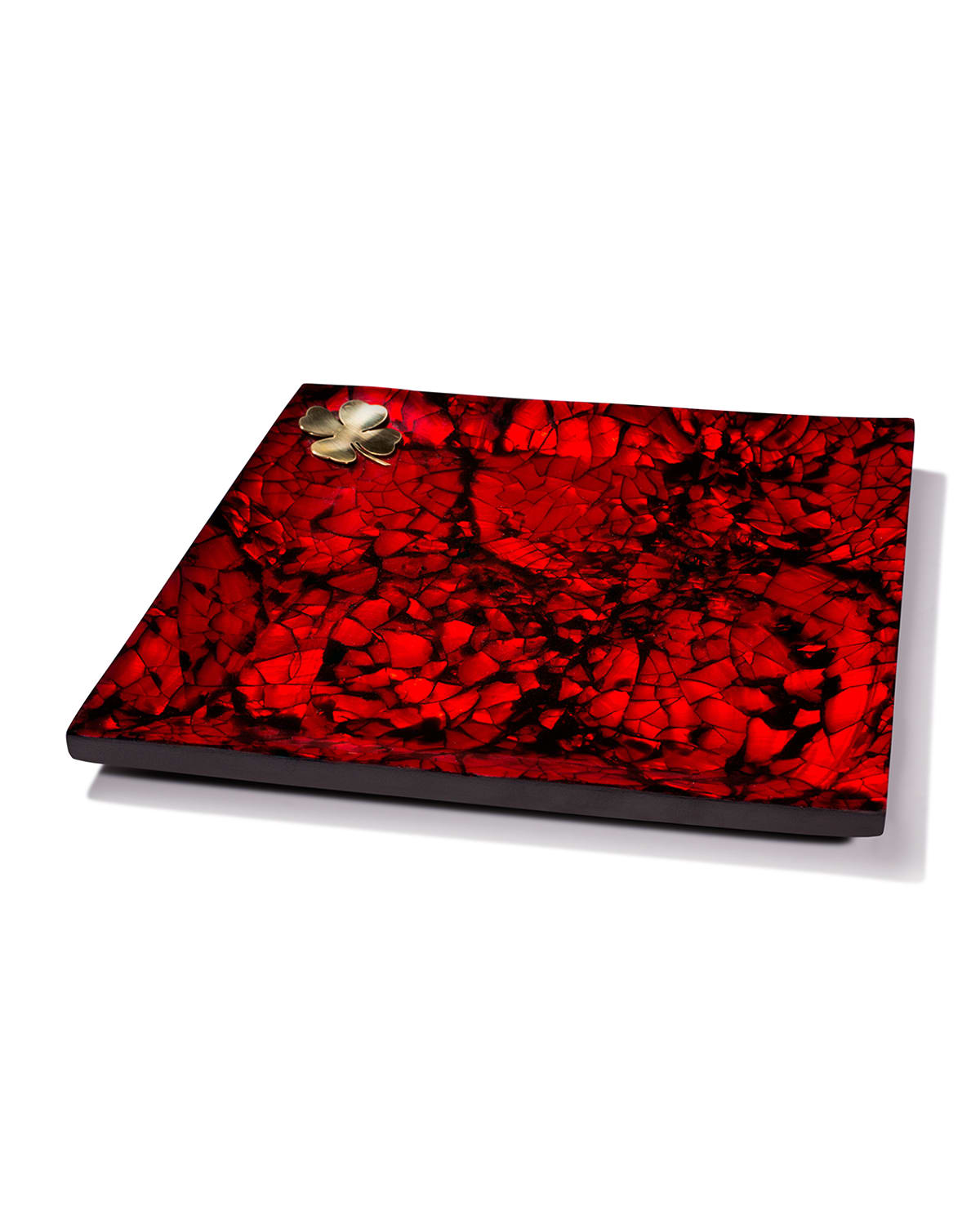 Ladorada Mother Of Pearl Platter In Red