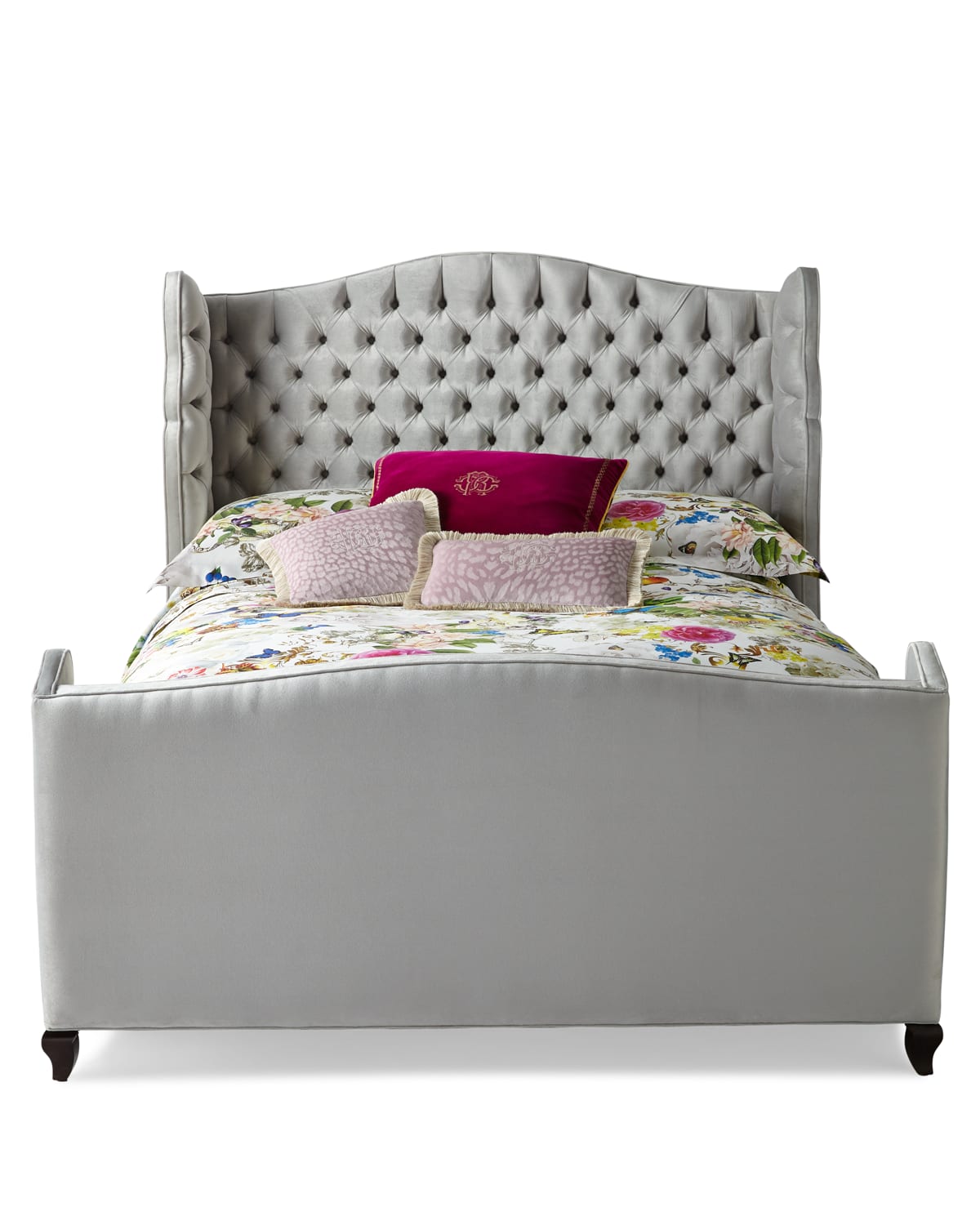 Haute House Beau Tufted Wing Back King Bed In Silver