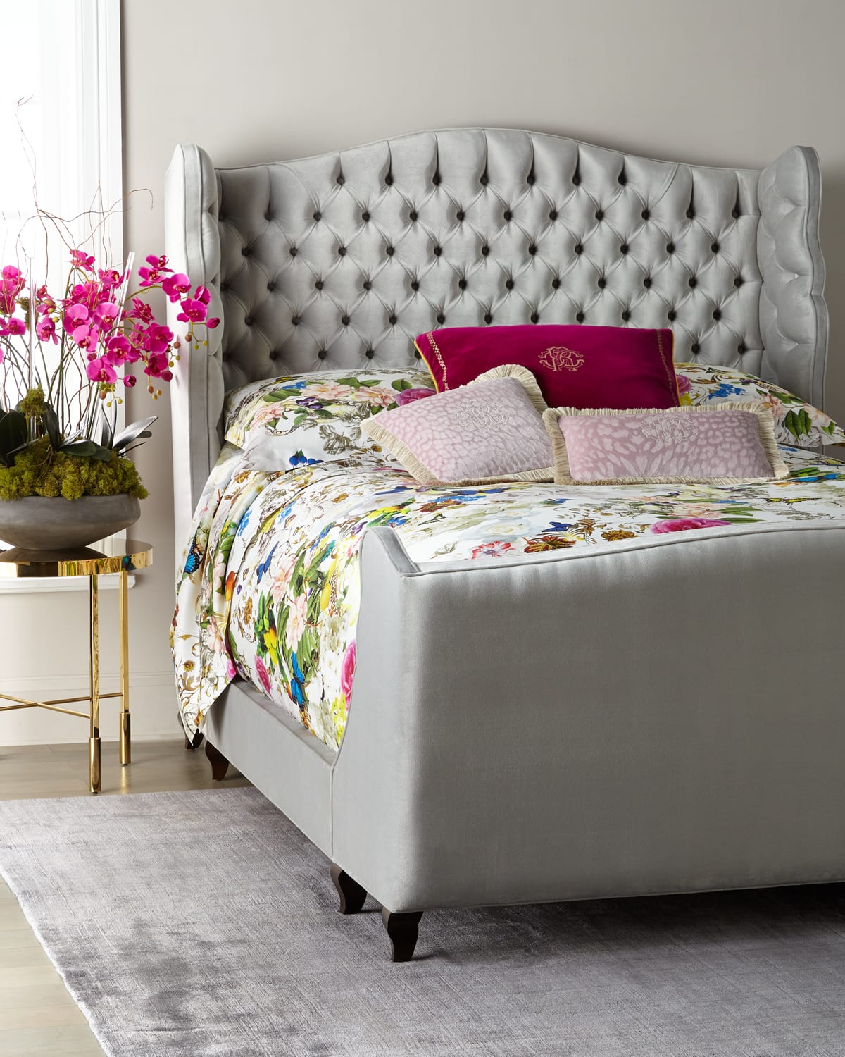 Haute House Beau Tufted Wing Back California King Bed In Silver