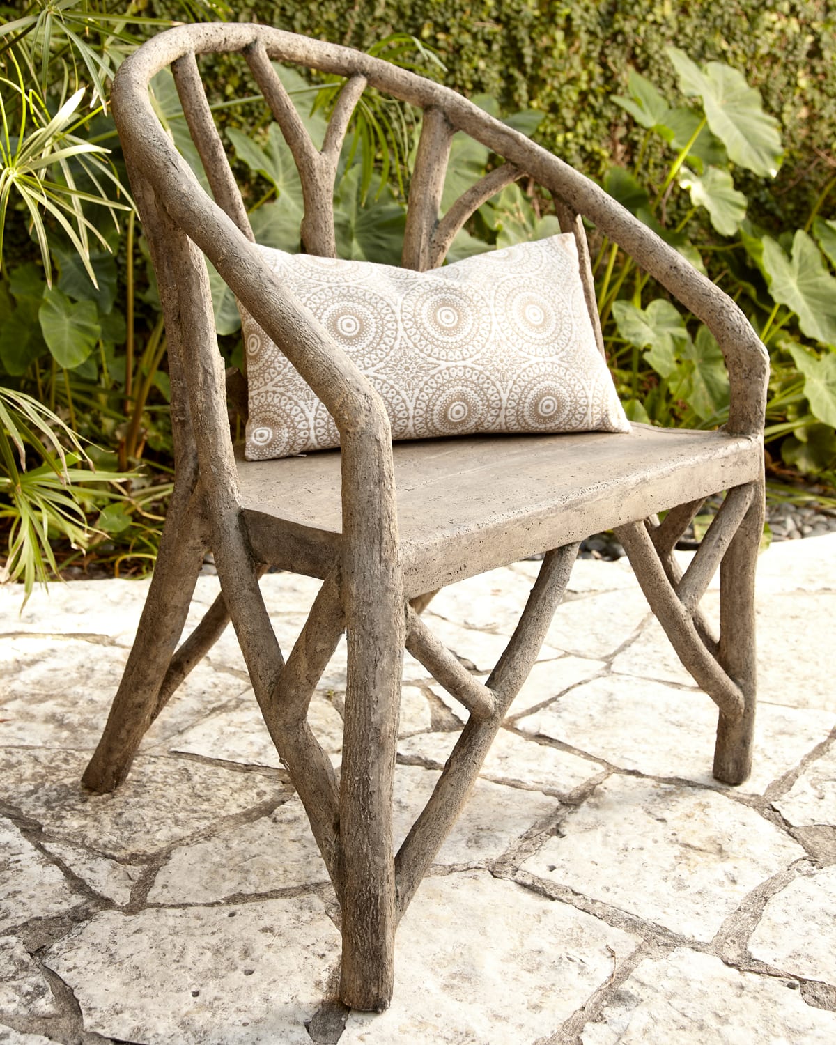 Neiman Marcus Artemis Faux-bois Chair In Ivory
