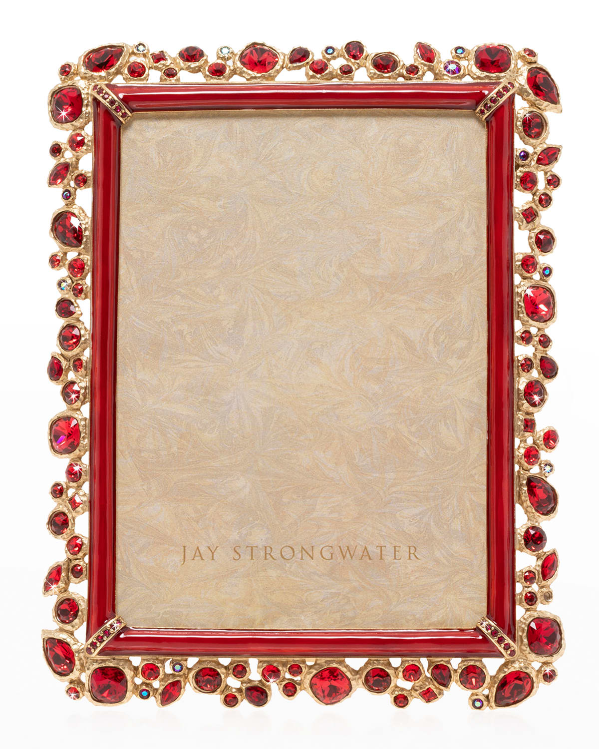 Shop Jay Strongwater Bejeweled Frame, 5" X 7" In Ruby