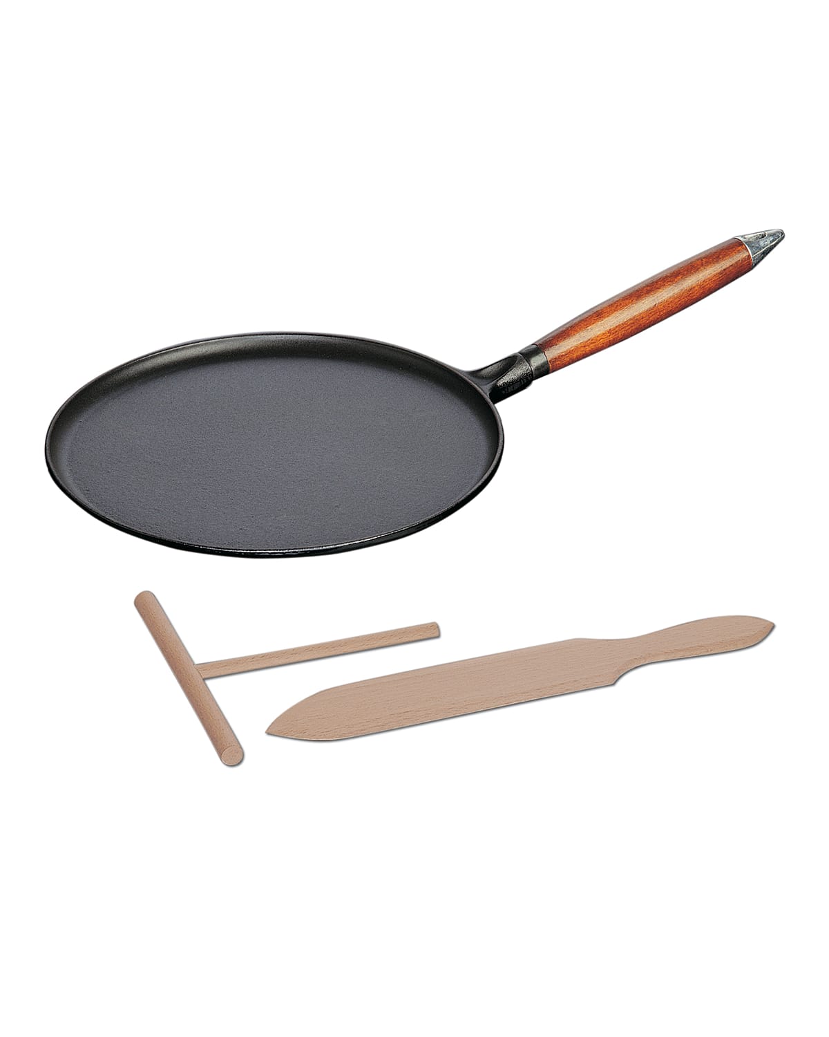 11" Cast Iron Crepe Pan with Spreader and Spatula