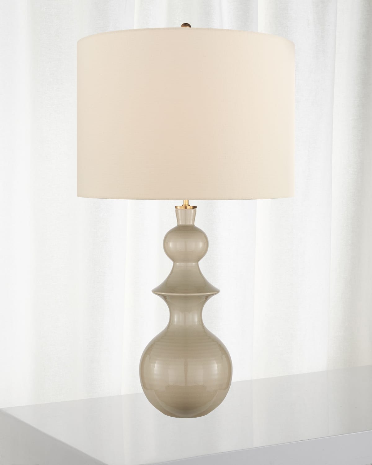 Shop Visual Comfort Signature Saxon Large Table Lamp In Gray