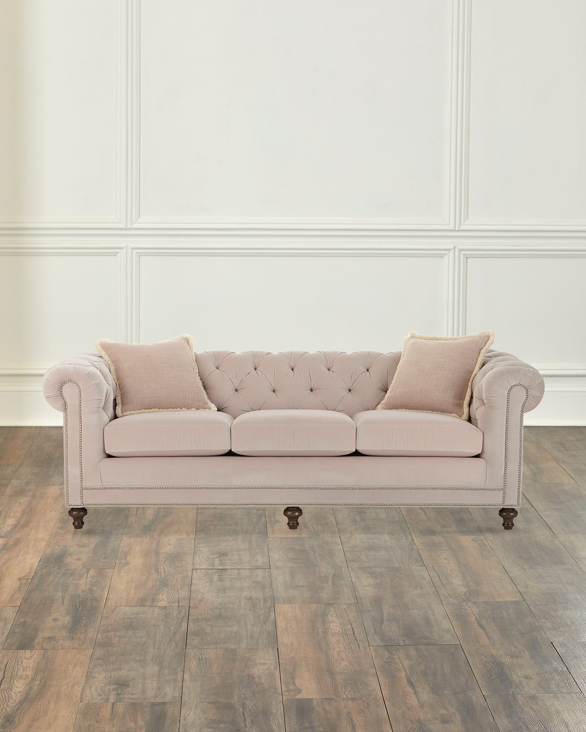Massoud Thane Chesterfield Sofa, 94" In Pink