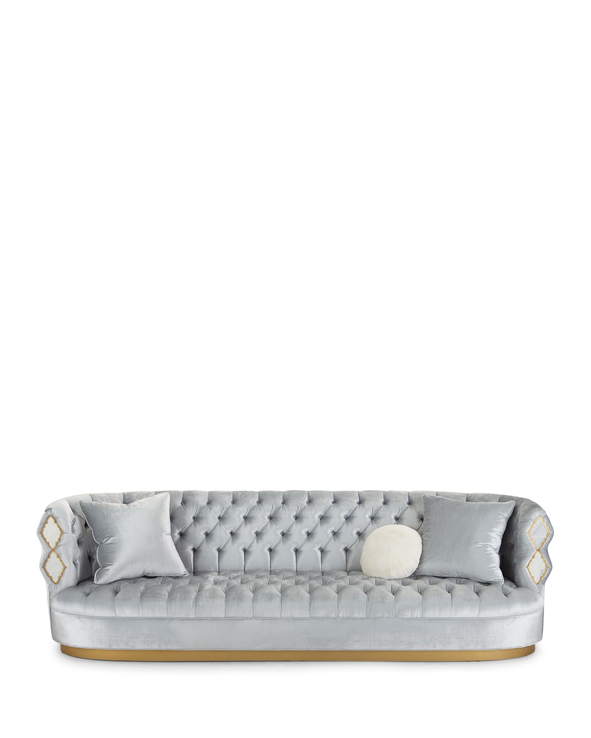 Haute House Elisa Marble Inlay Tufted Sofa, 113" In Ice Blue