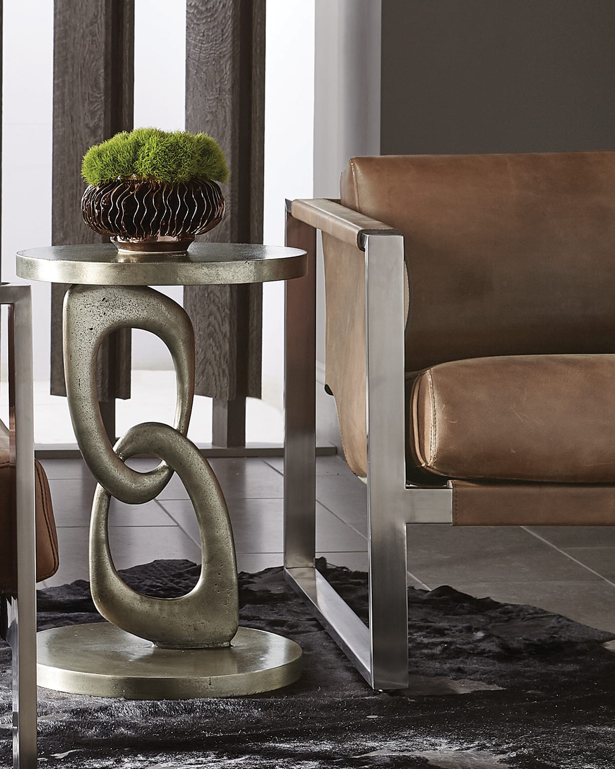Bernhardt Linea Double Ring Chair-side Table In Grey