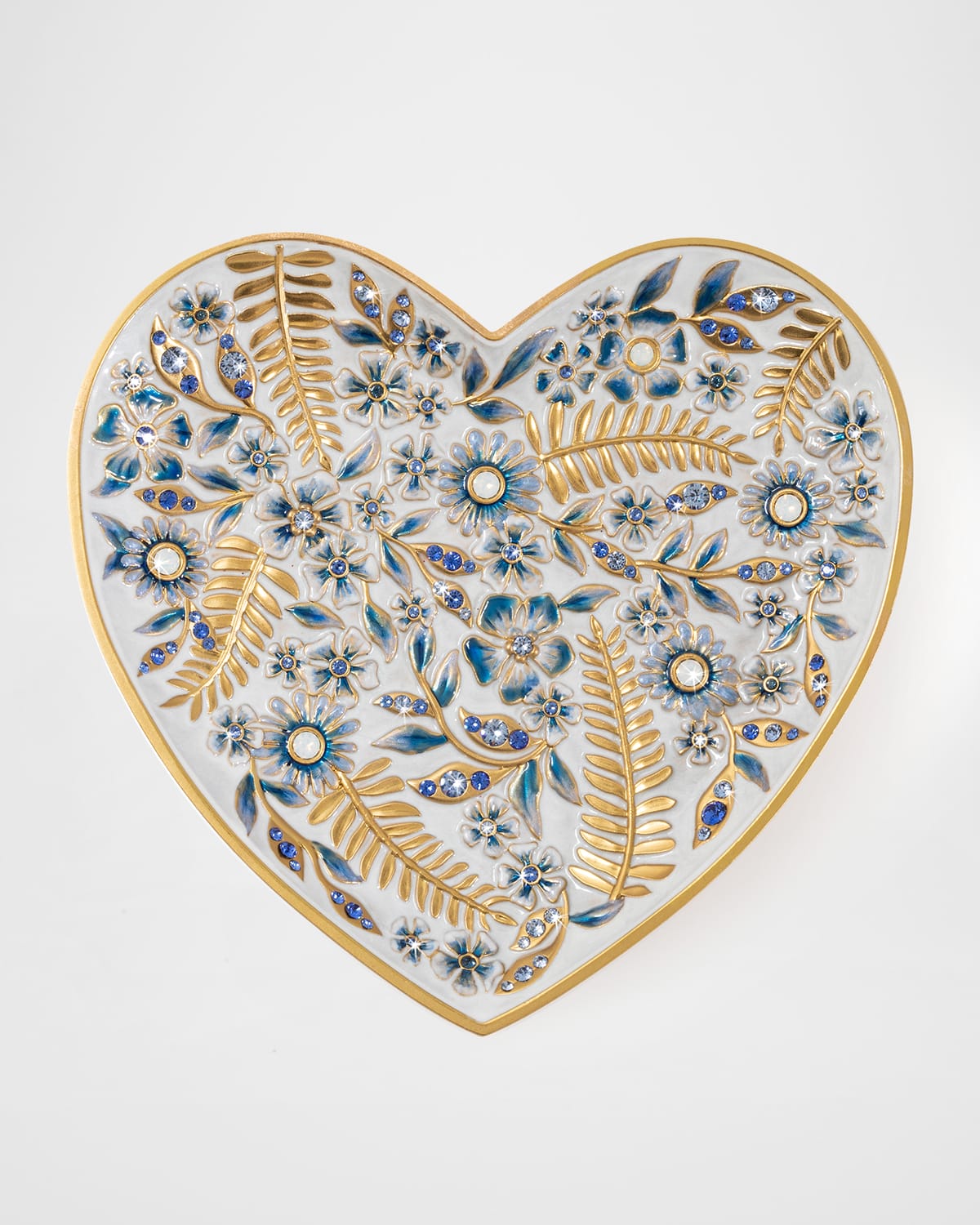 Shop Jay Strongwater Indigo Floral Heart Trinket Tray